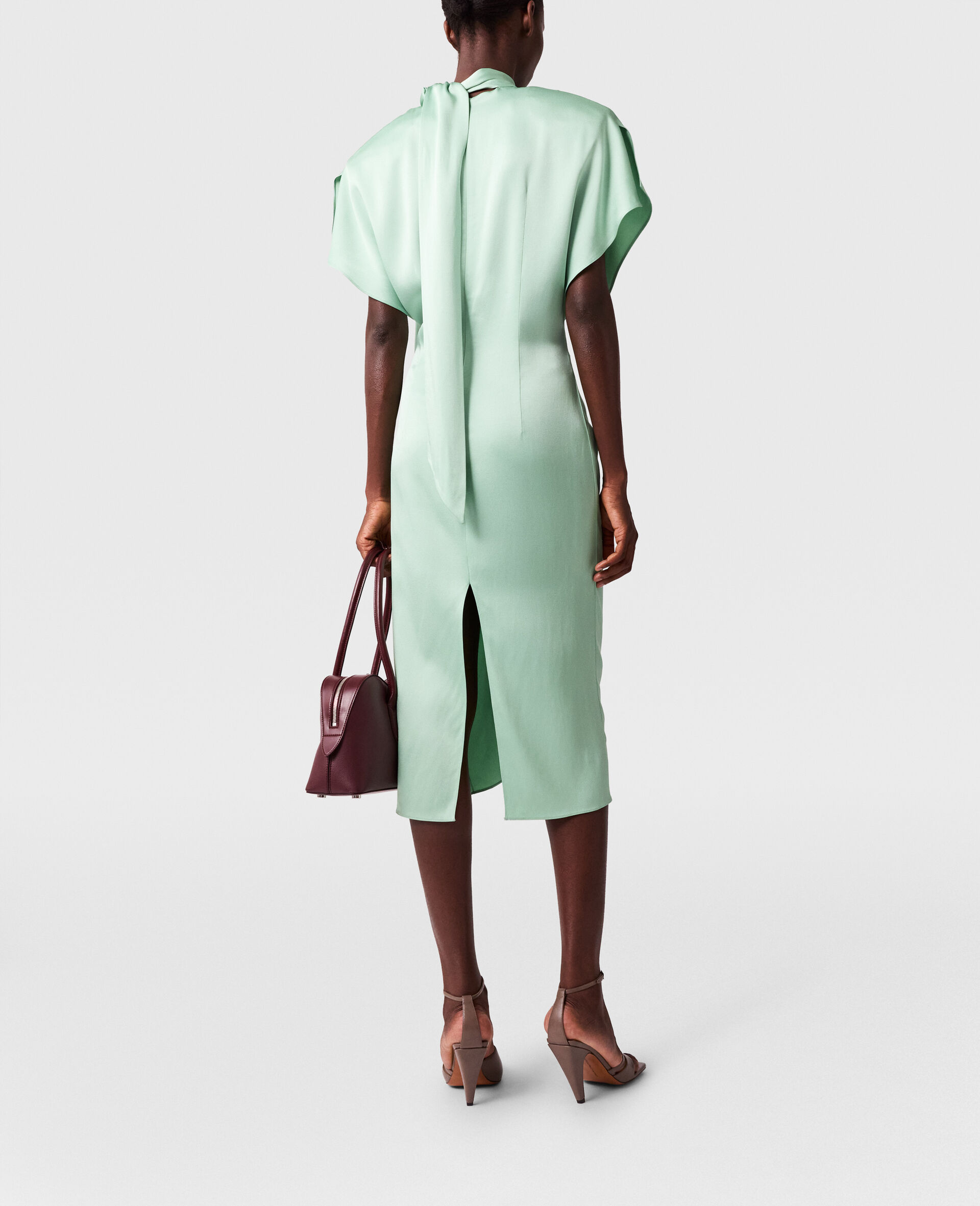 Robe midi dos nu a mancherons-Vert-large image number 4