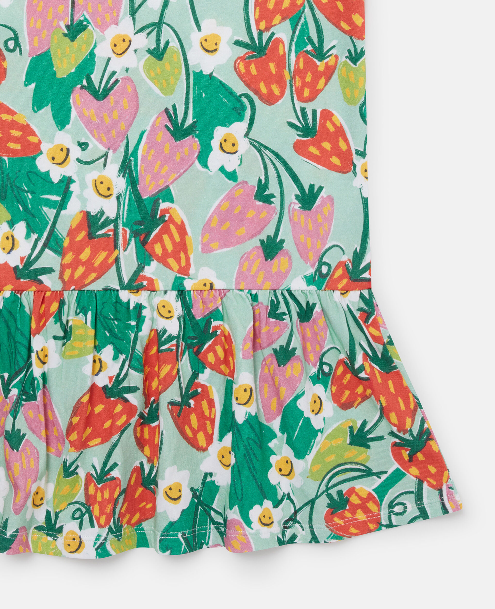 Strawberry Print Short-Sleeve Dress-Green-large image number 3