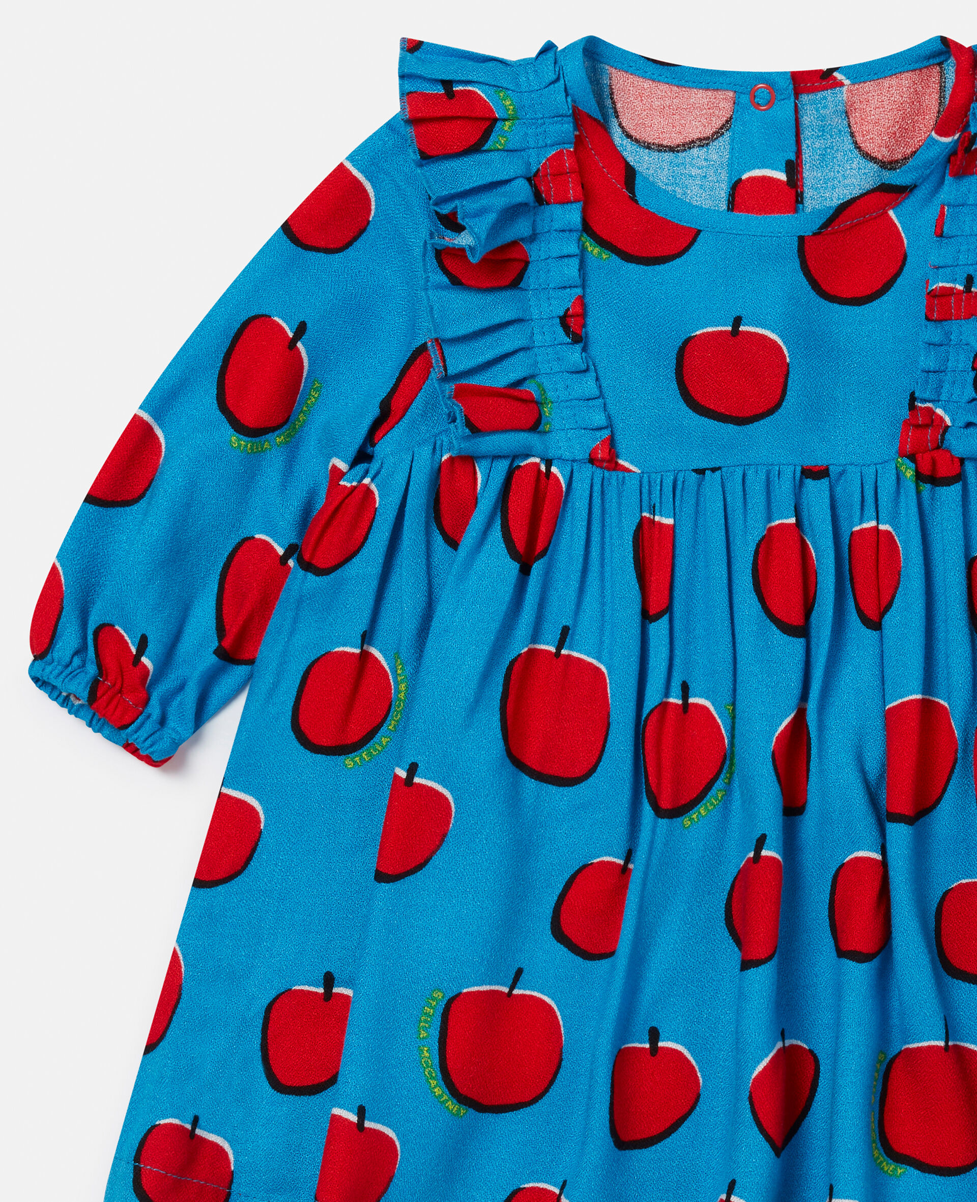 Apple Print Crepe Dress-Blue-large image number 1