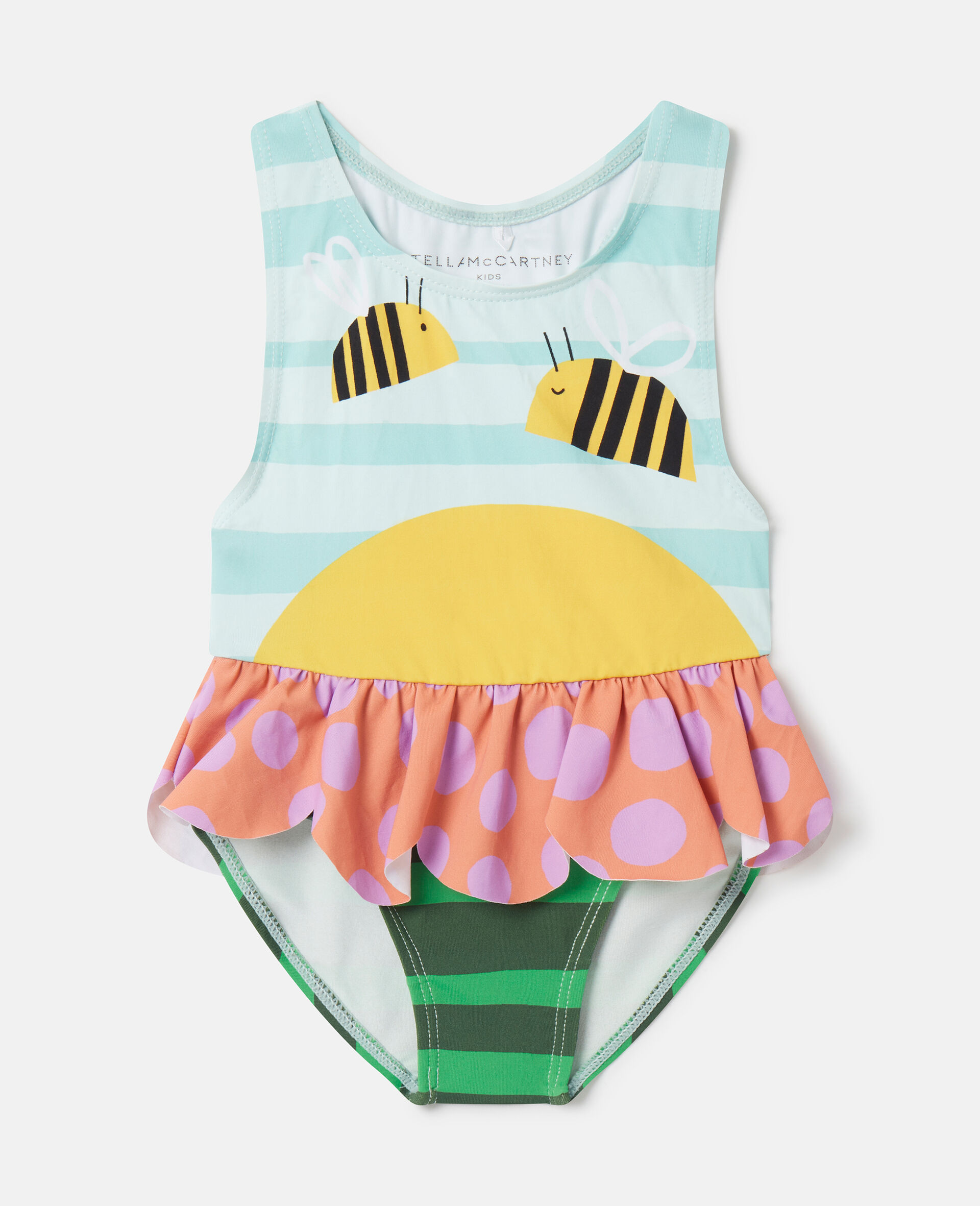 Bumblebee Landscape Print Swimsuit-Multicoloured-model