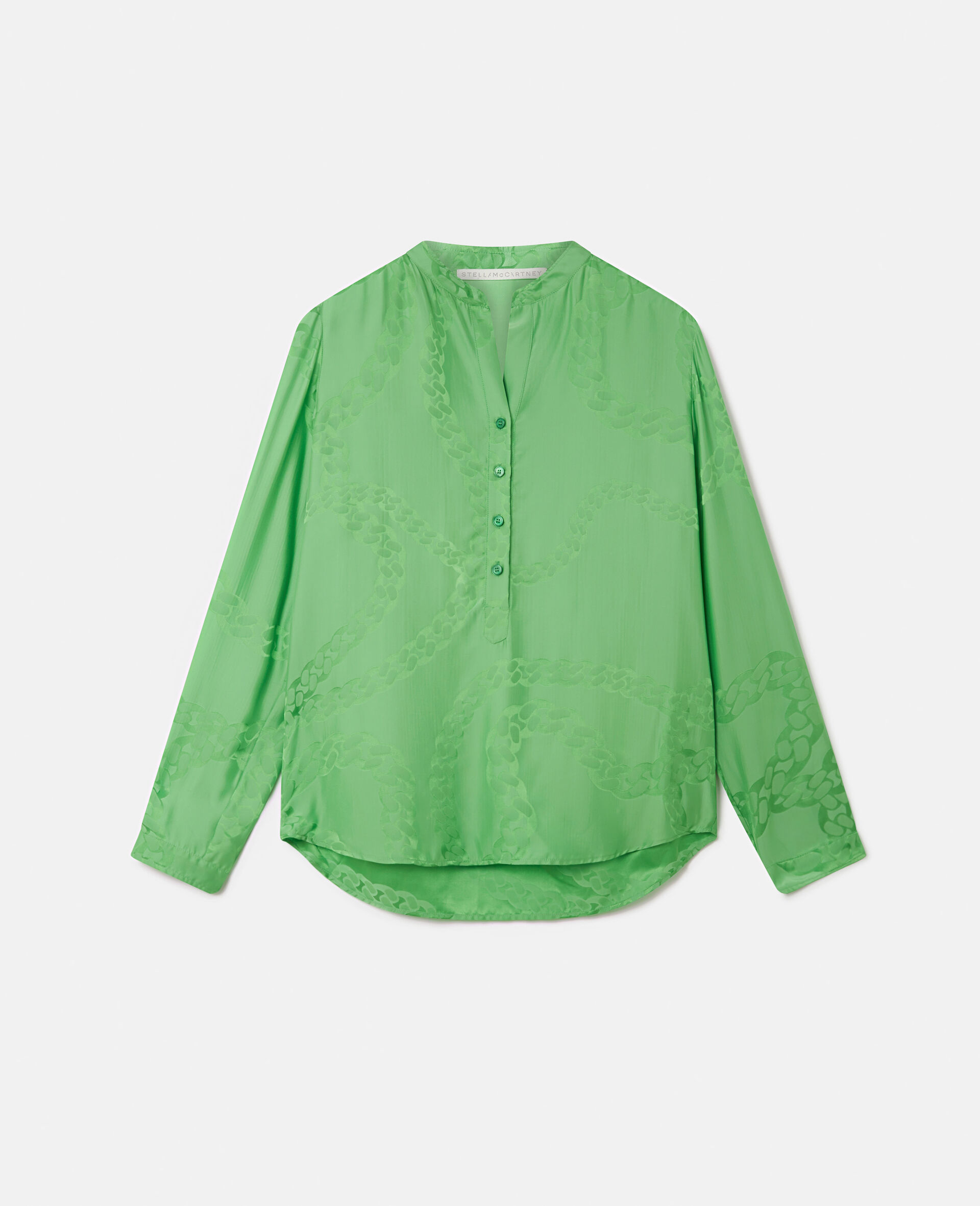 Falabella Chain Silk Jacquard Shirt-Green-large image number 0