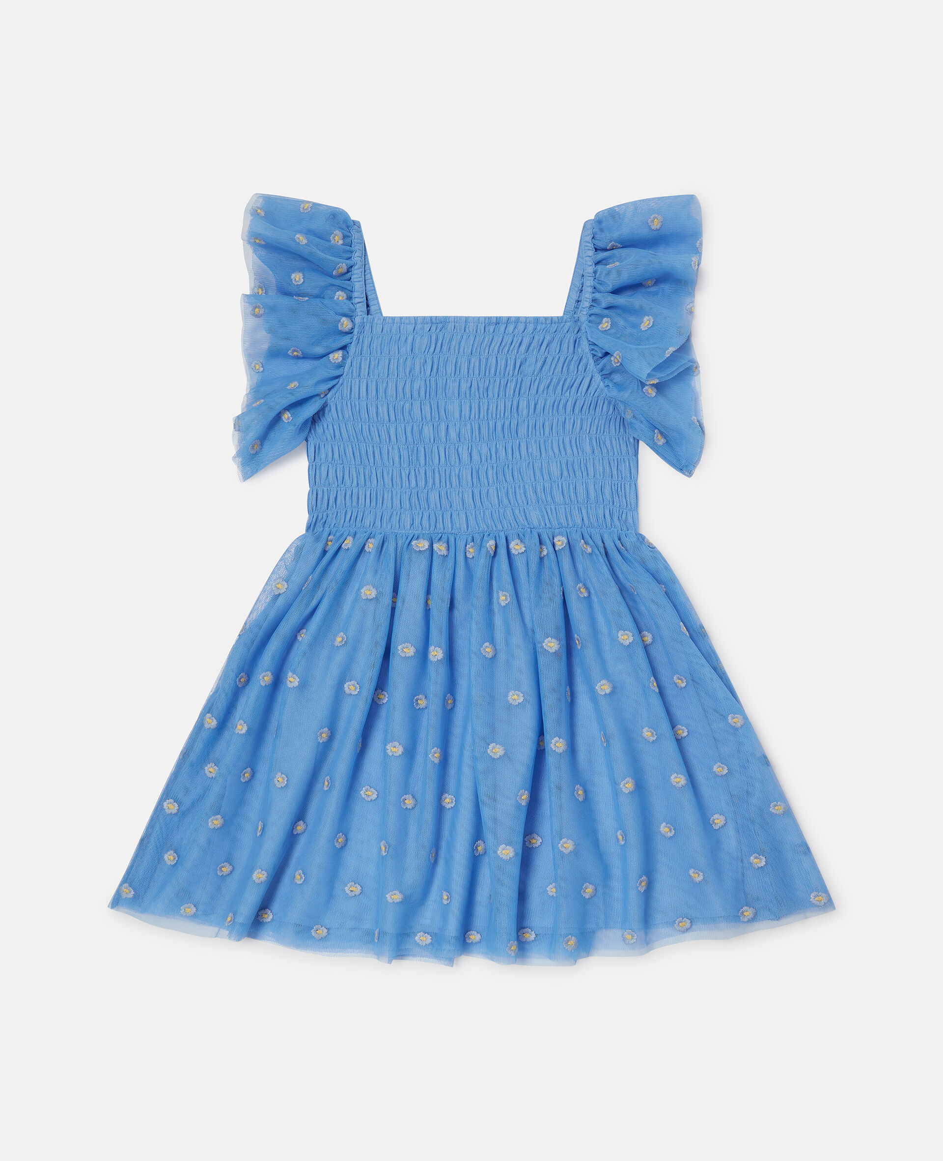 Floral-Embroidered Tulle Dress-Blue-large image number 2