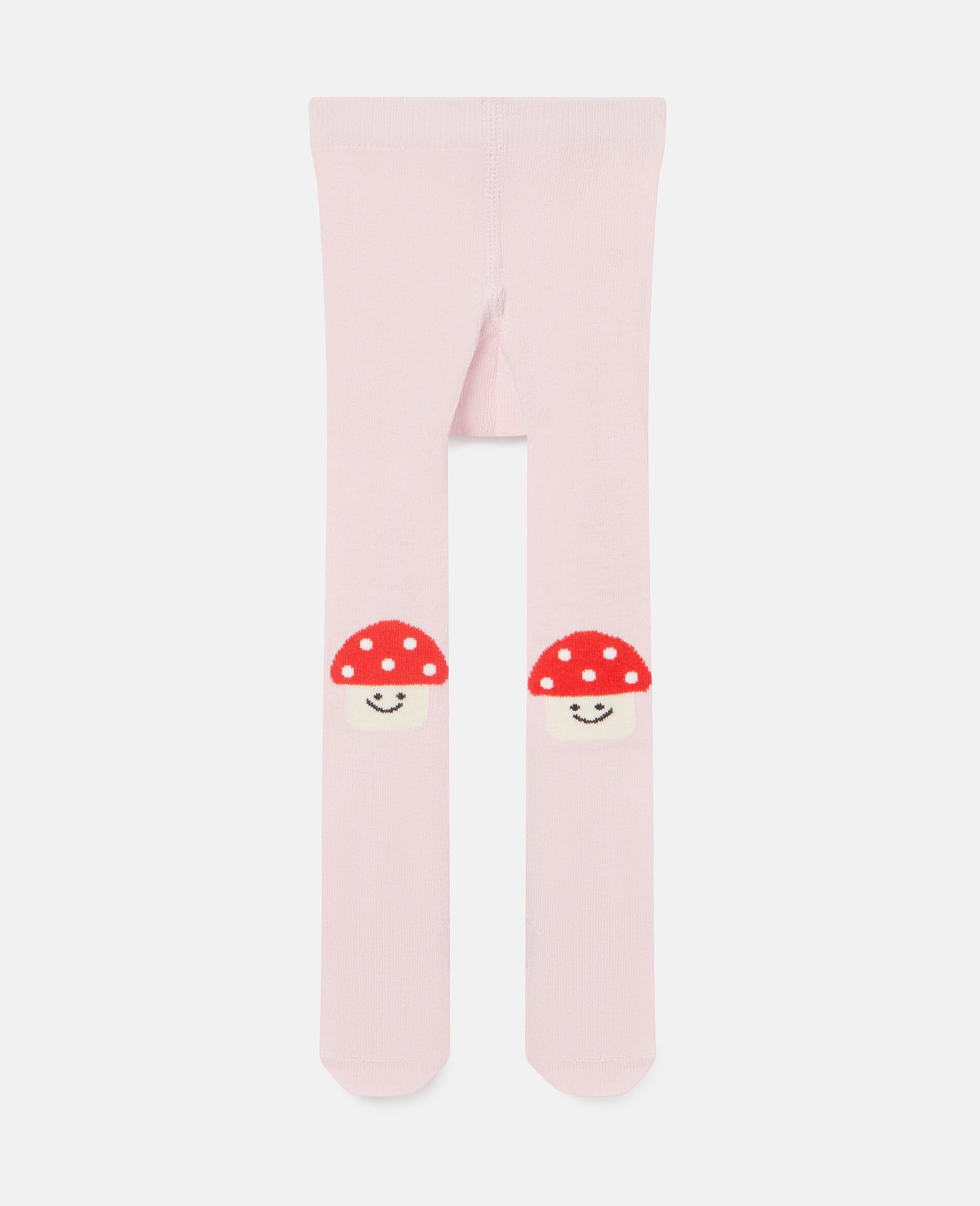 Smiley Mushroom Knit Intarsia Tights-Pink-large image number 0