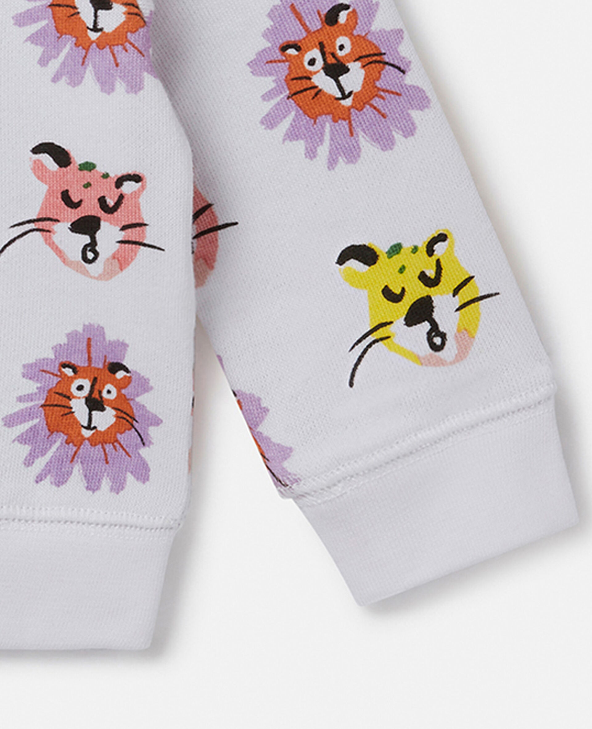 Cheetah Face Print Sweatshirt-White-large image number 3