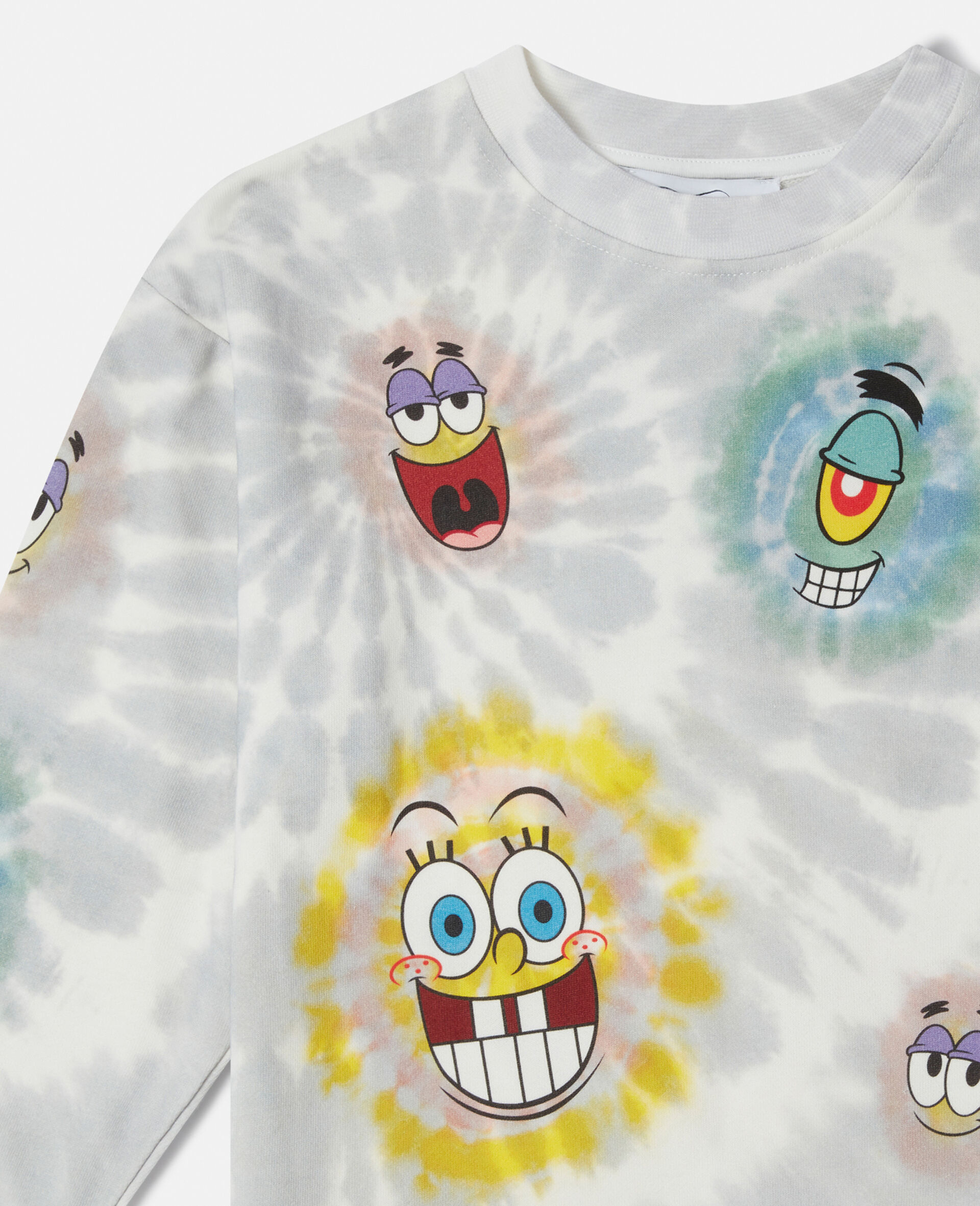 SpongeBob Graphic Tie-Dye Sweatshirt-Grey-large image number 1