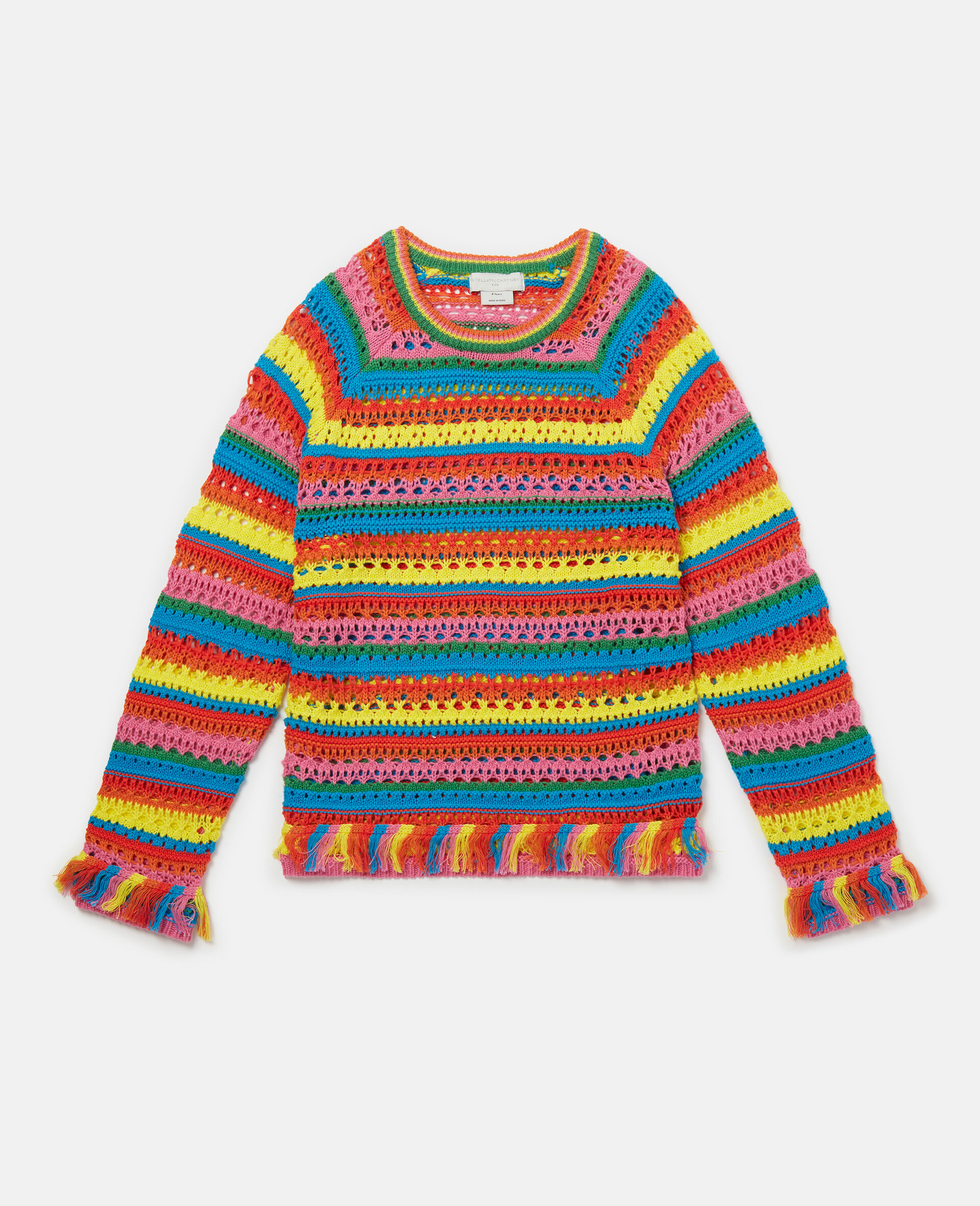 Rainbow Stripe Crochet Jumper-Multicolour-large image number 0