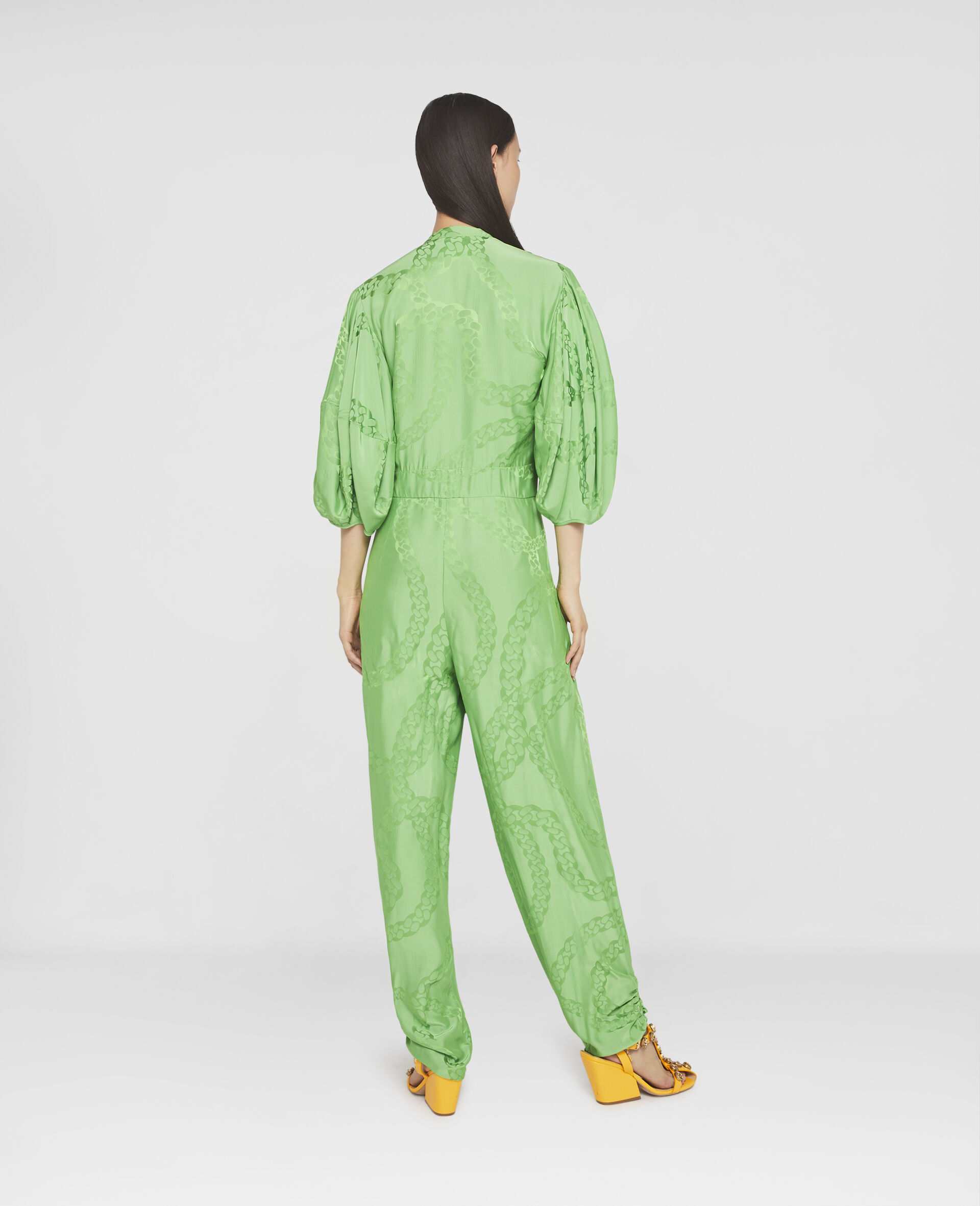Falabella Print Silk Jacquard Jumpsuit-Green-large image number 2