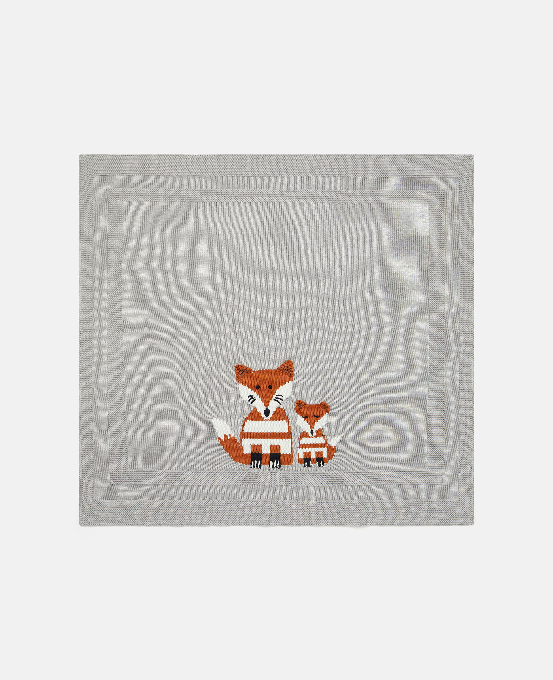 Knitted Sleepy Fox Blanket-Grey-large image number 2