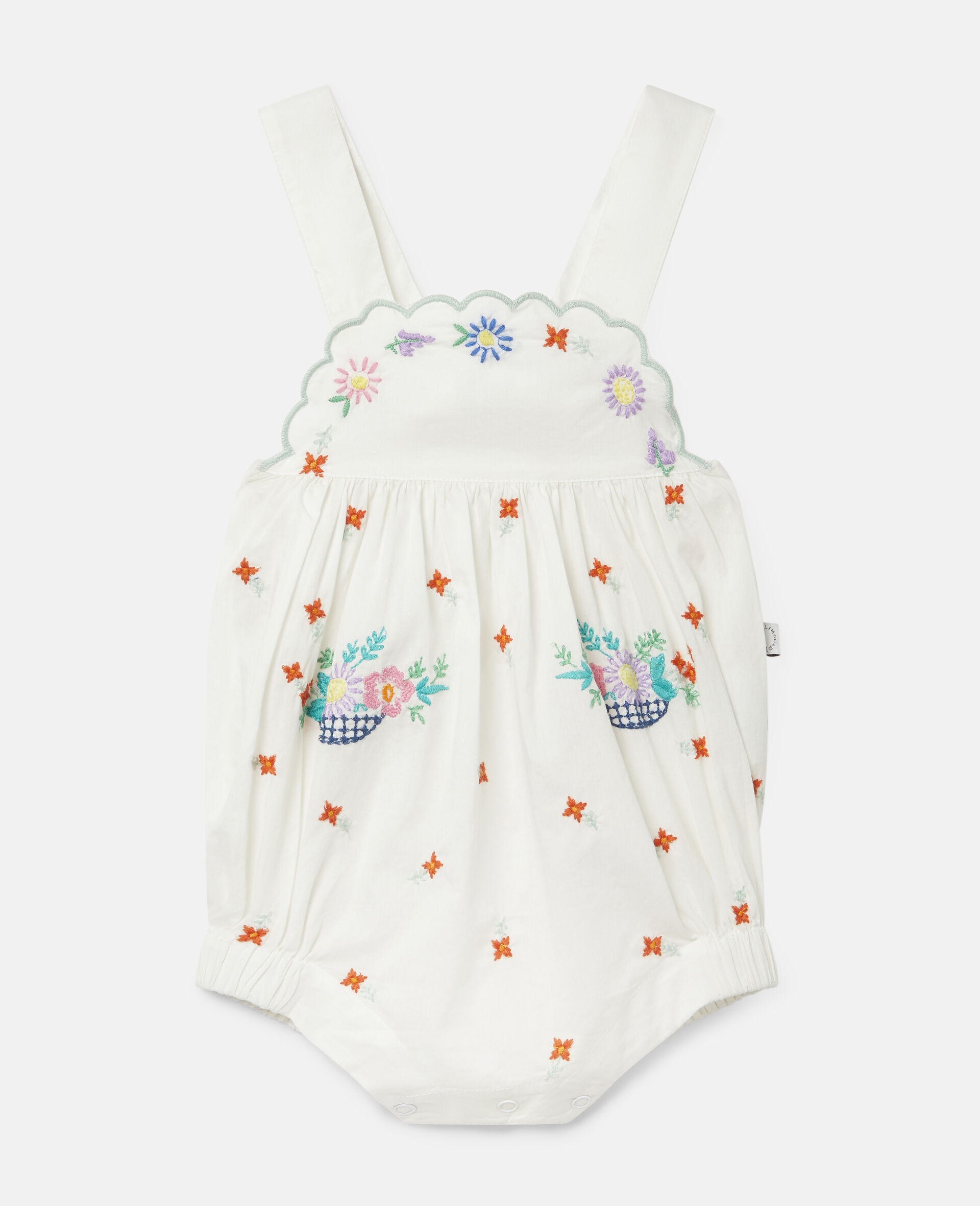 Kids White Embroidered Flowers Cotton Dungarees | Stella McCartney GB