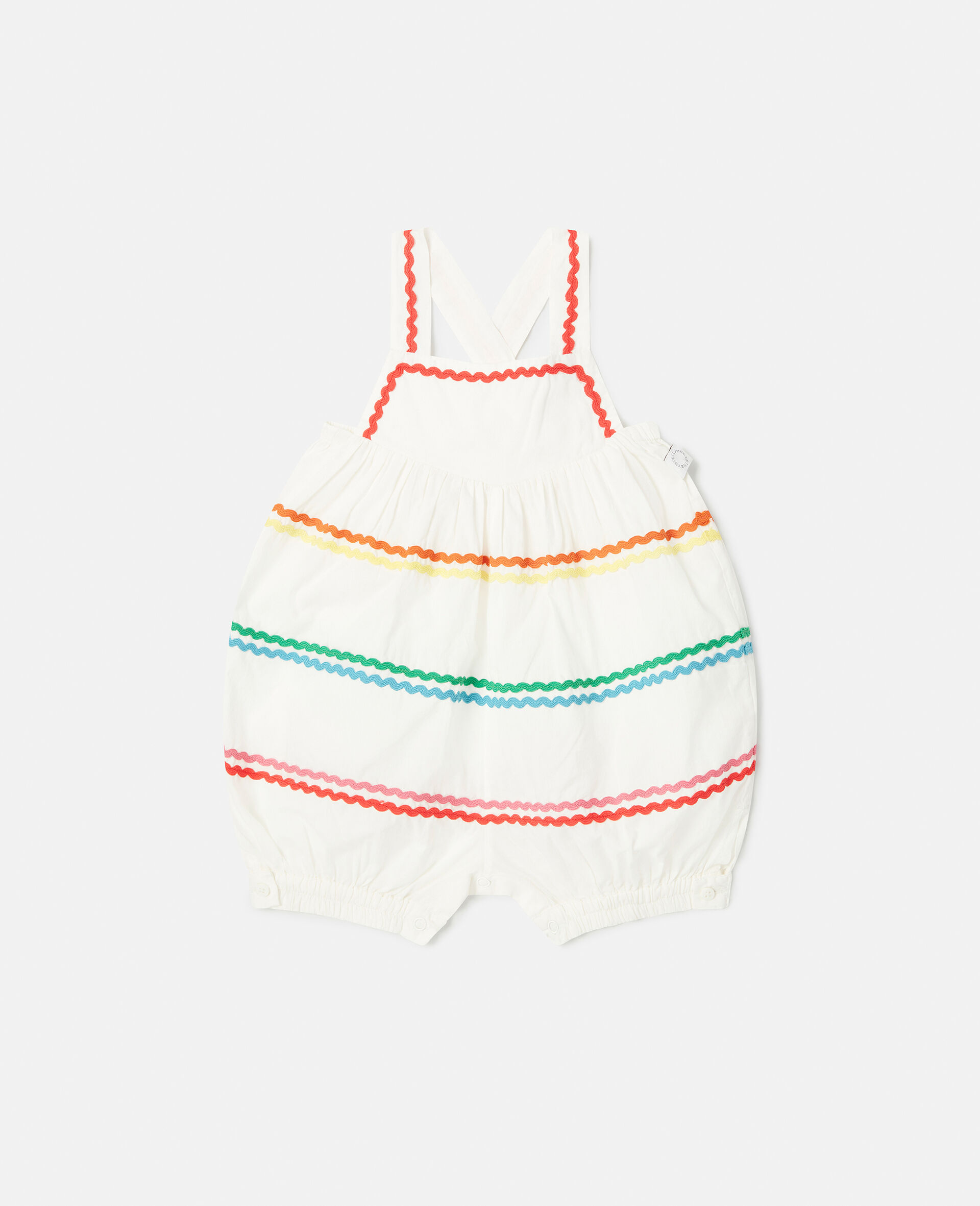 Squiggle Line Embroidery Romper-White-large image number 0