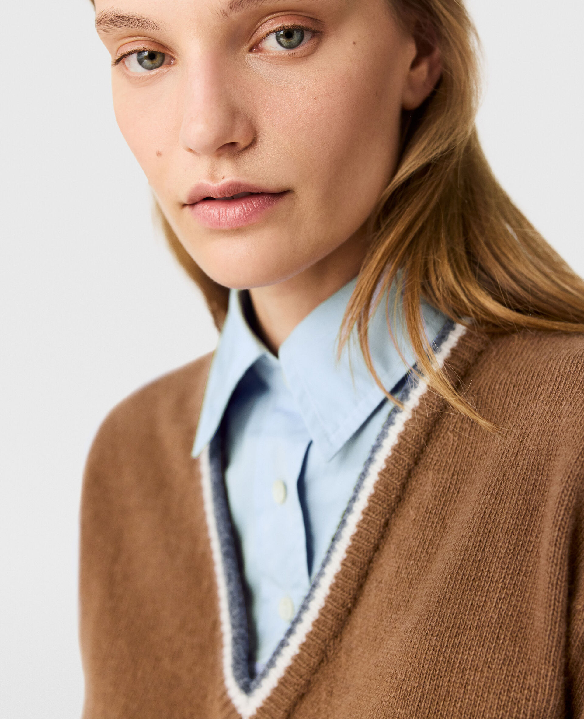 Hybrid Knit Shirt Jumper-Brown-large image number 2