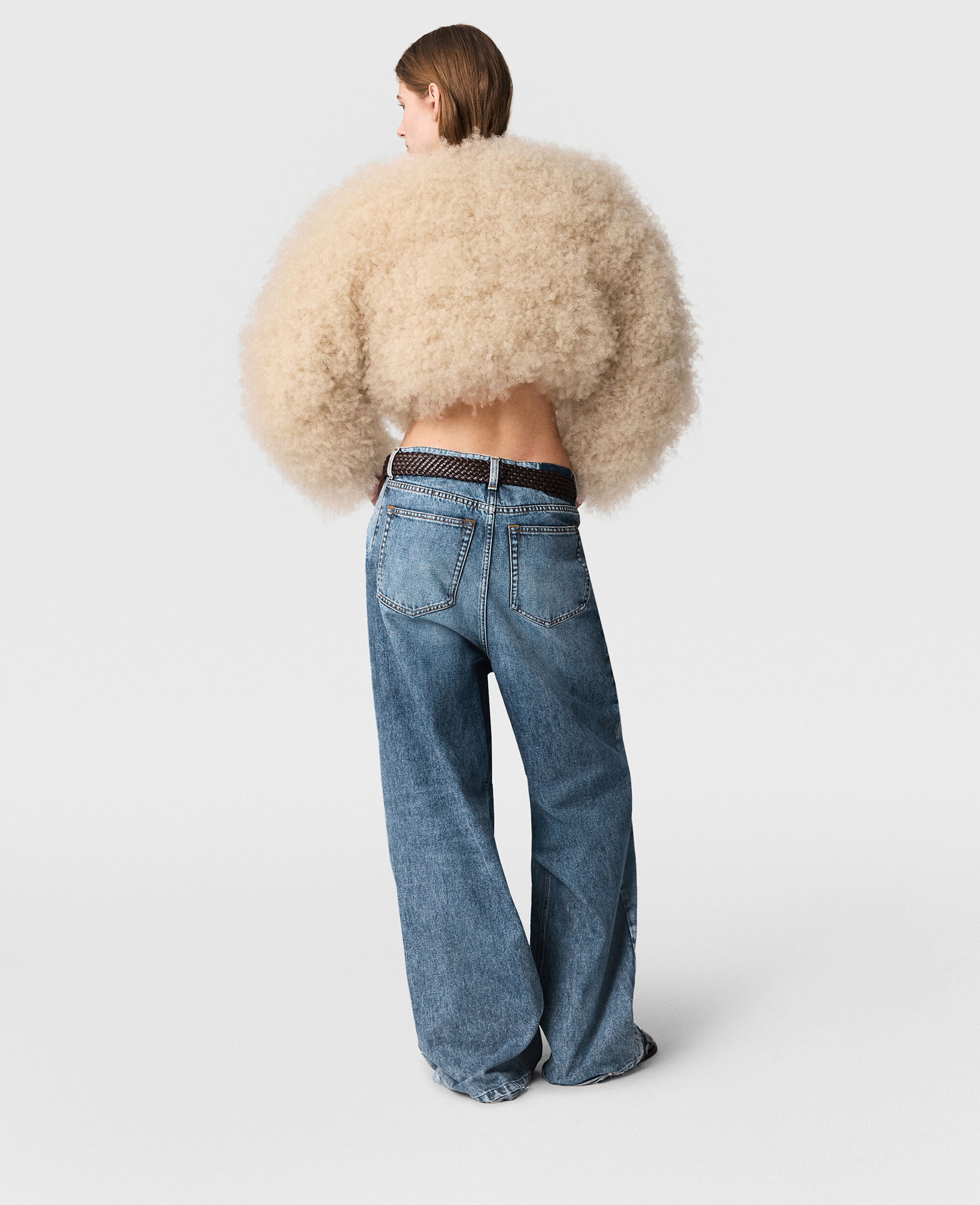 Women Nude Fluffy Peekaboo Long-Sleeve Cardigan | Stella Women Nude Fluffy Peekaboo Long-Sleeve Cardigan | Stella