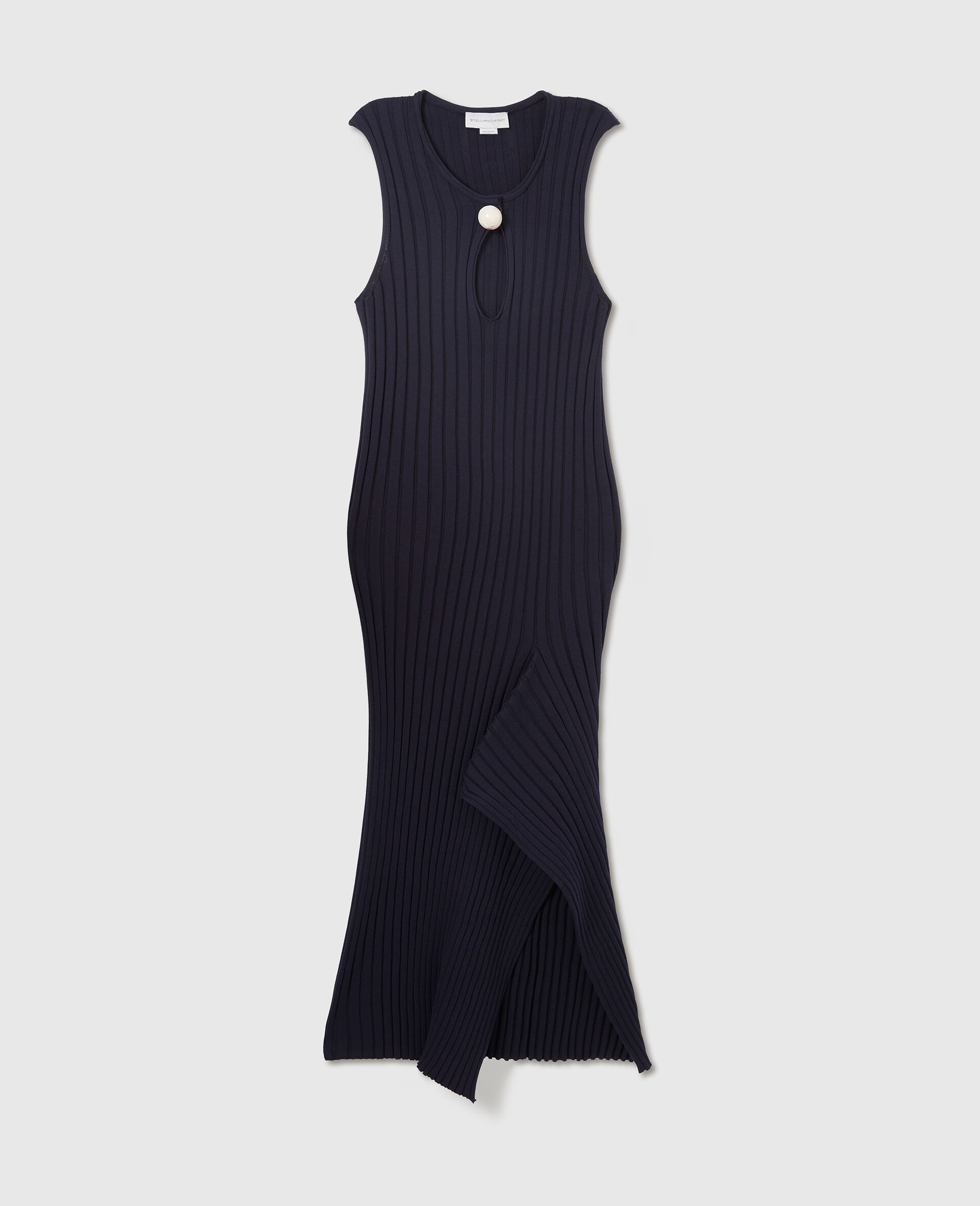 Cotton Ribbed Dress-Blue-medium
