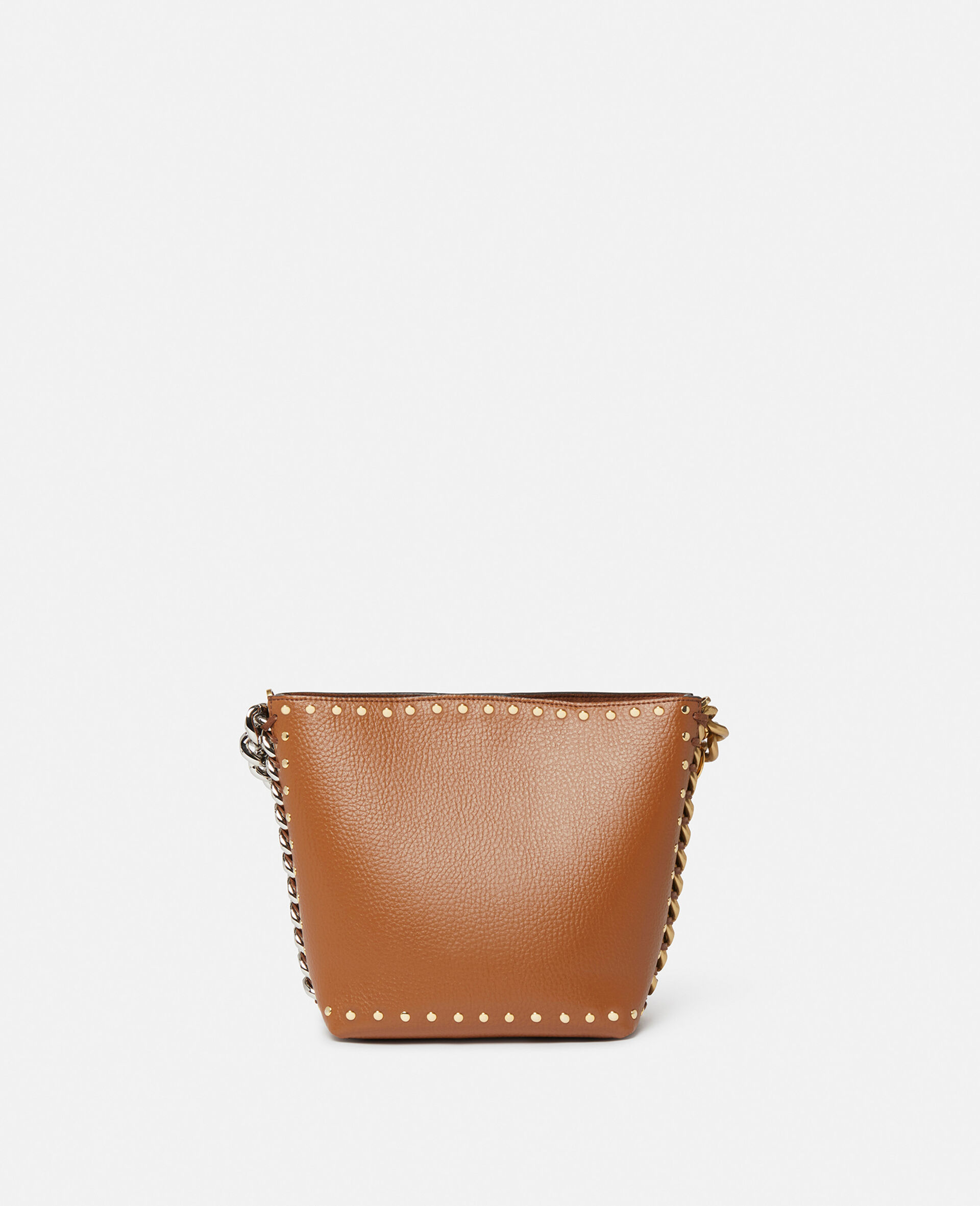 Frayme Studded Grainy Alter Mat Bucket Bag-Brown-large image number 3