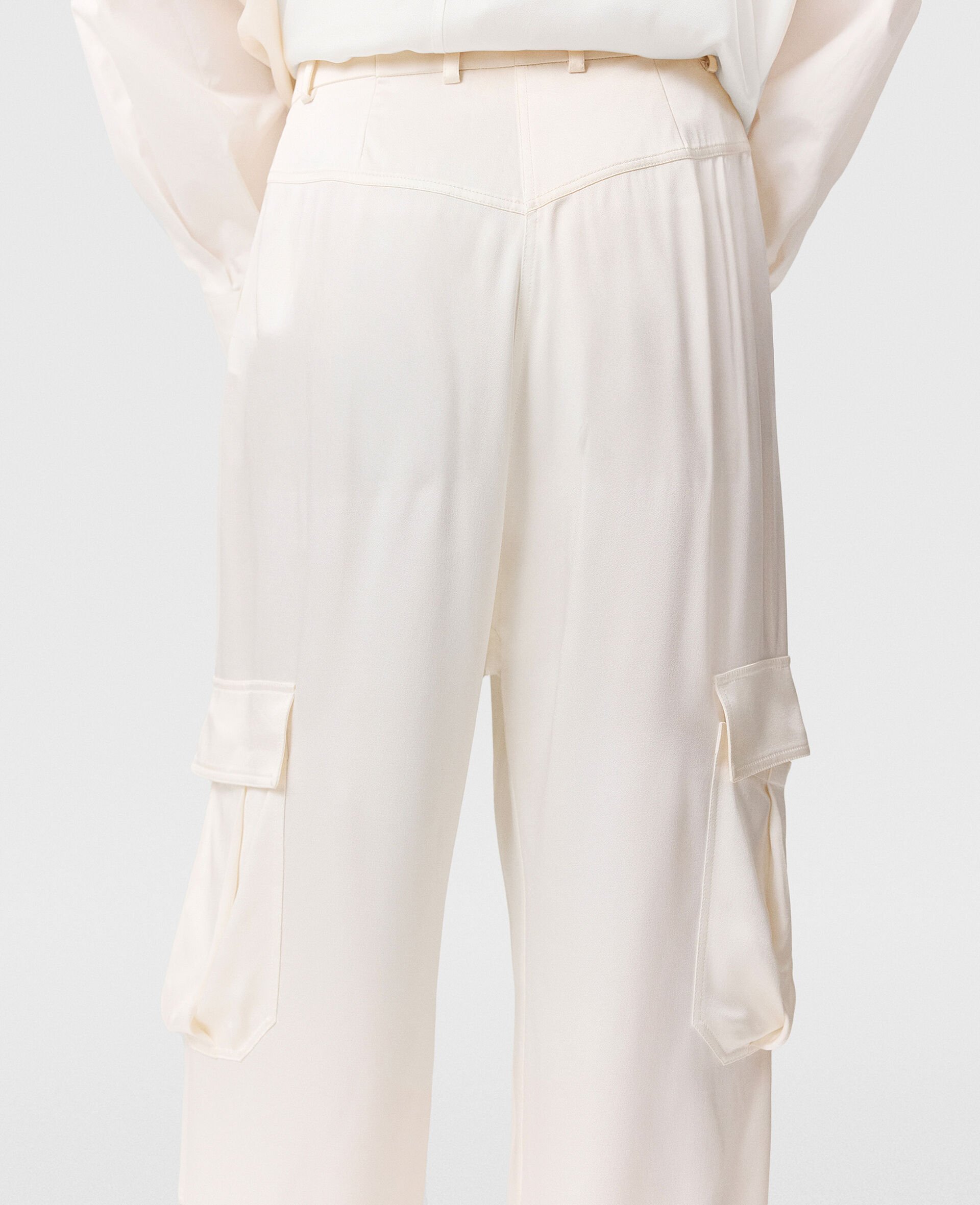 Satin Panelled Slouchy Cargo Trousers-White-large image number 6