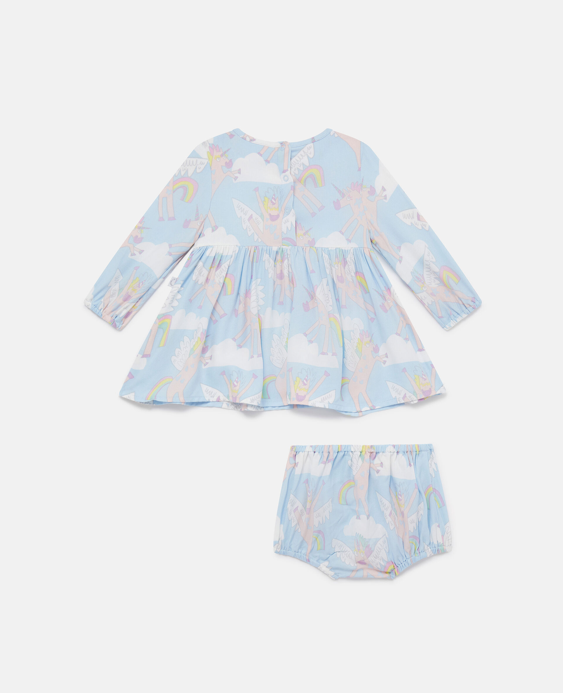 Kleid und Hoeschen mit Regenbogen und Einhorn Print-Blau-large image number 2