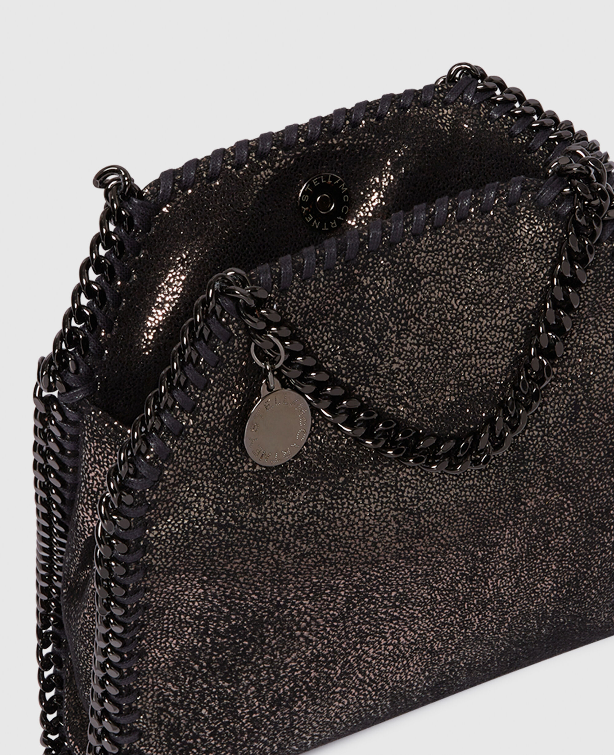 Women Dark gray metallic Falabella Tiny Tote Bag | Stella