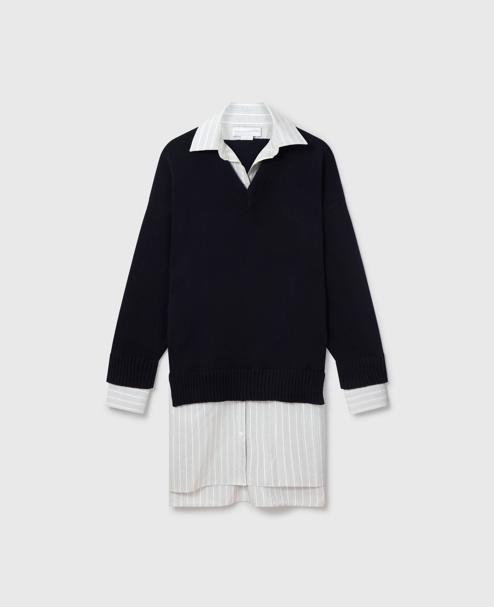 Pullover Shirt-Kleid mit Rundhalsausschnitt-Blau-medium