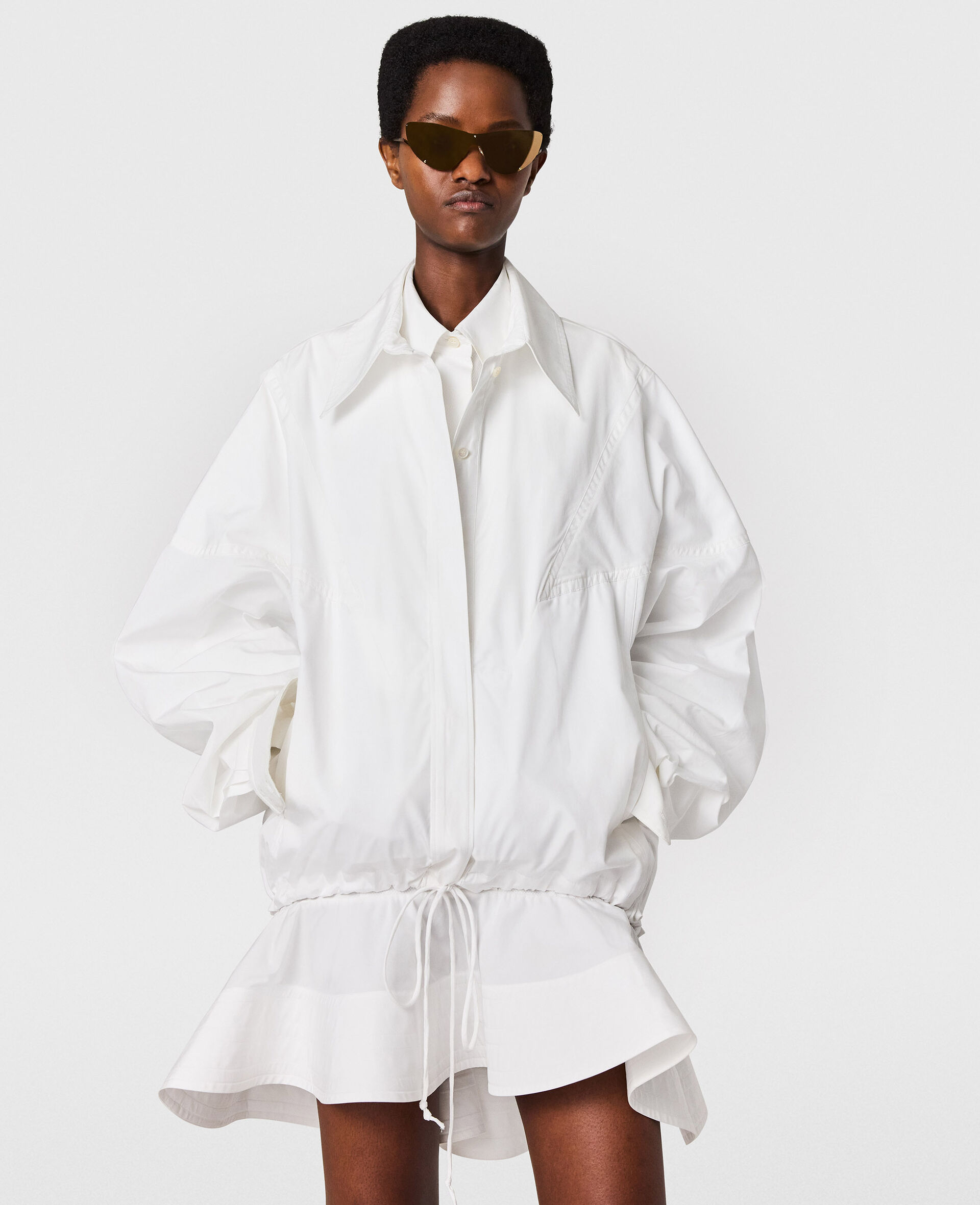Poplin Bomber Jacket-White-medium