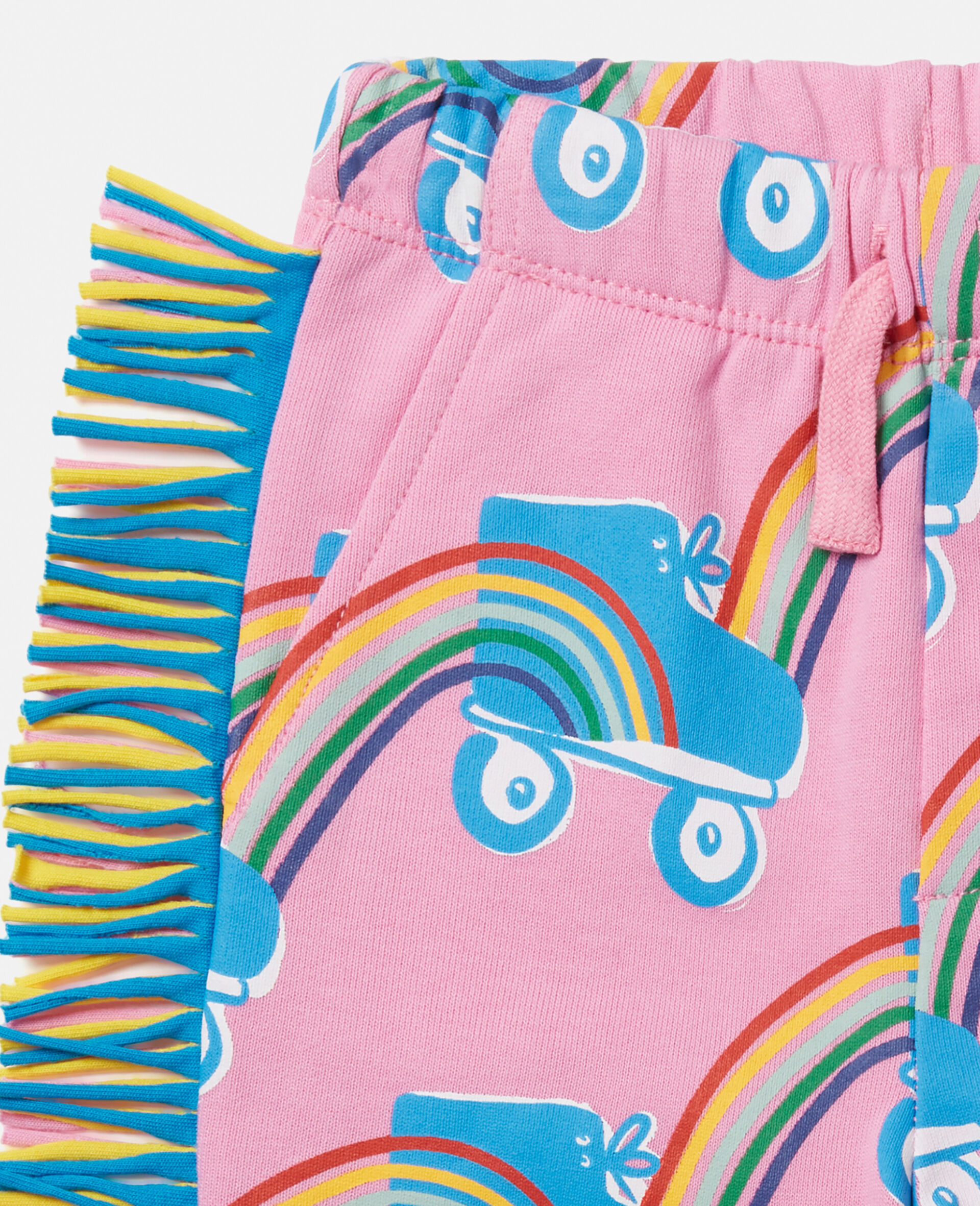 Rollerskate Rainbow Print Fringe Joggers-Pink-large Rollerskate Rainbow Print Fringe Joggers-Pink-large image number 1