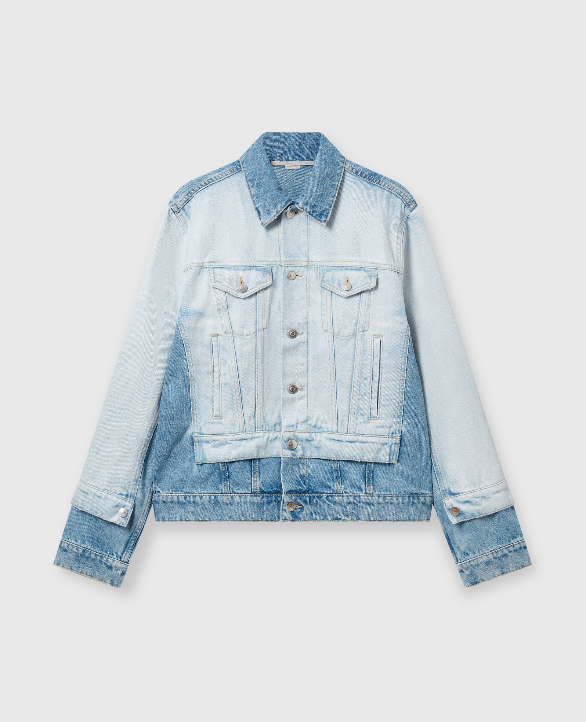 Contrast Panel Denim Jacket-Blue-large Contrast Panel Denim Jacket-Blue-large image number 0