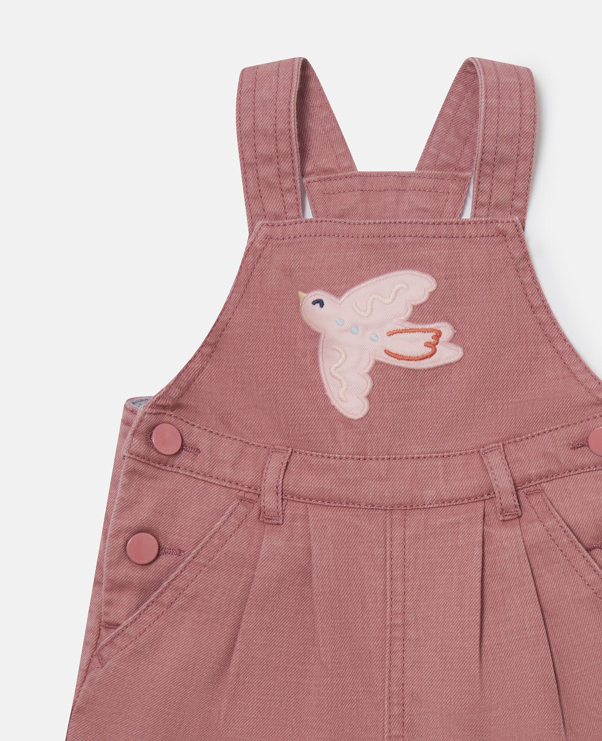 Dove Embroidered Dungarees-Pink-medium