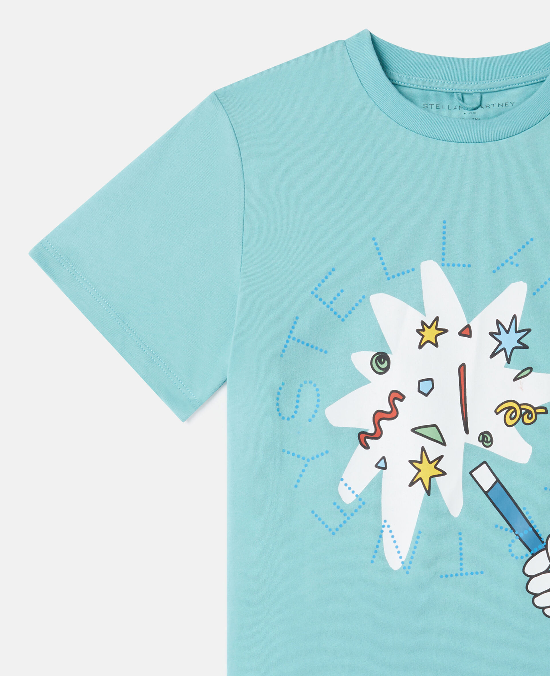 Magicians Bunny Graphic Crewneck T-Shirt-Blue-large image number 1