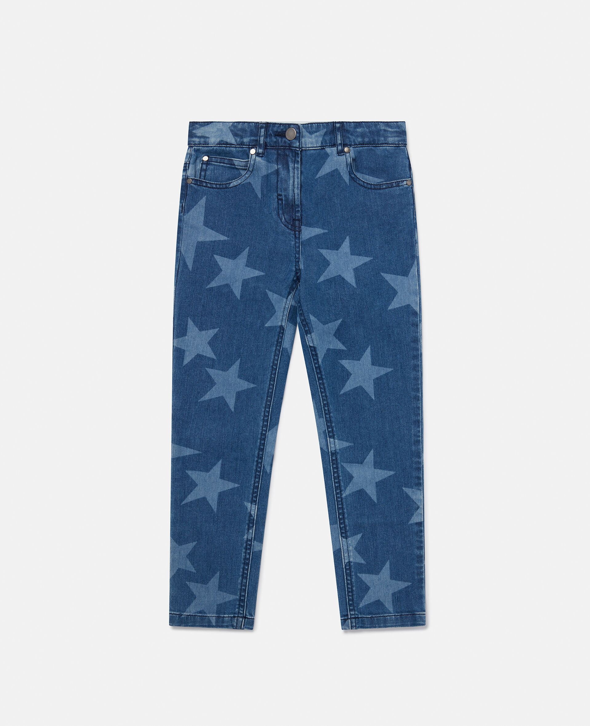 Star Print Skinny Jeans-Blue-medium