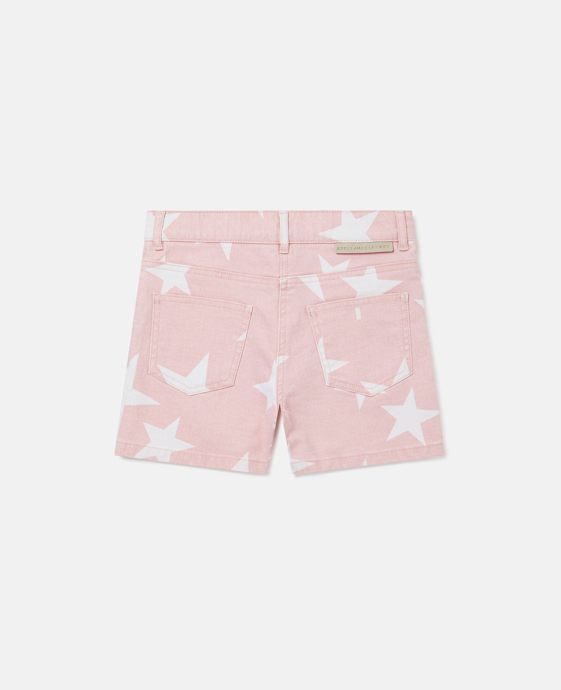 Star Print Denim Shorts-Pink-large Star Print Denim Shorts-Pink-large image number 2
