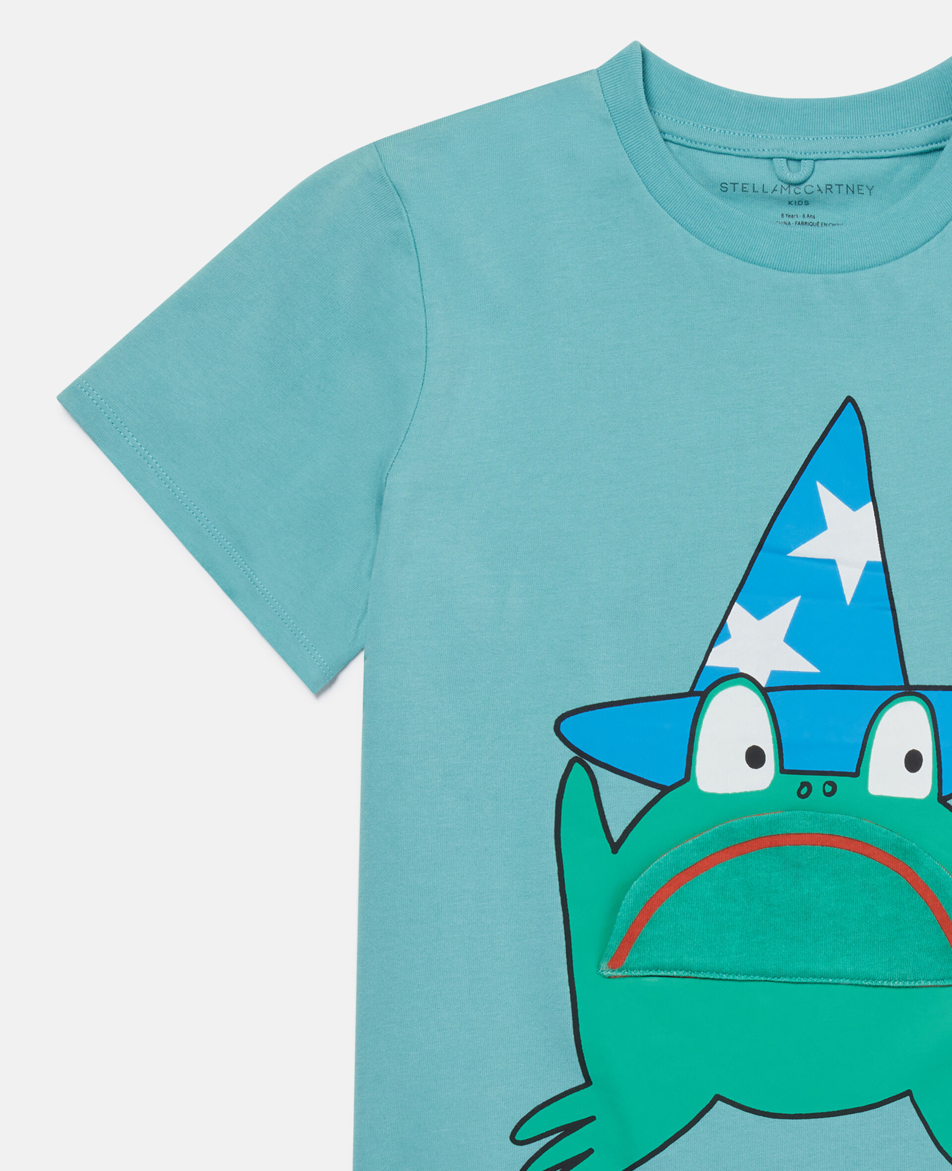 T shirt a col ras du cou avec grenouille-Bleu-large image number 1