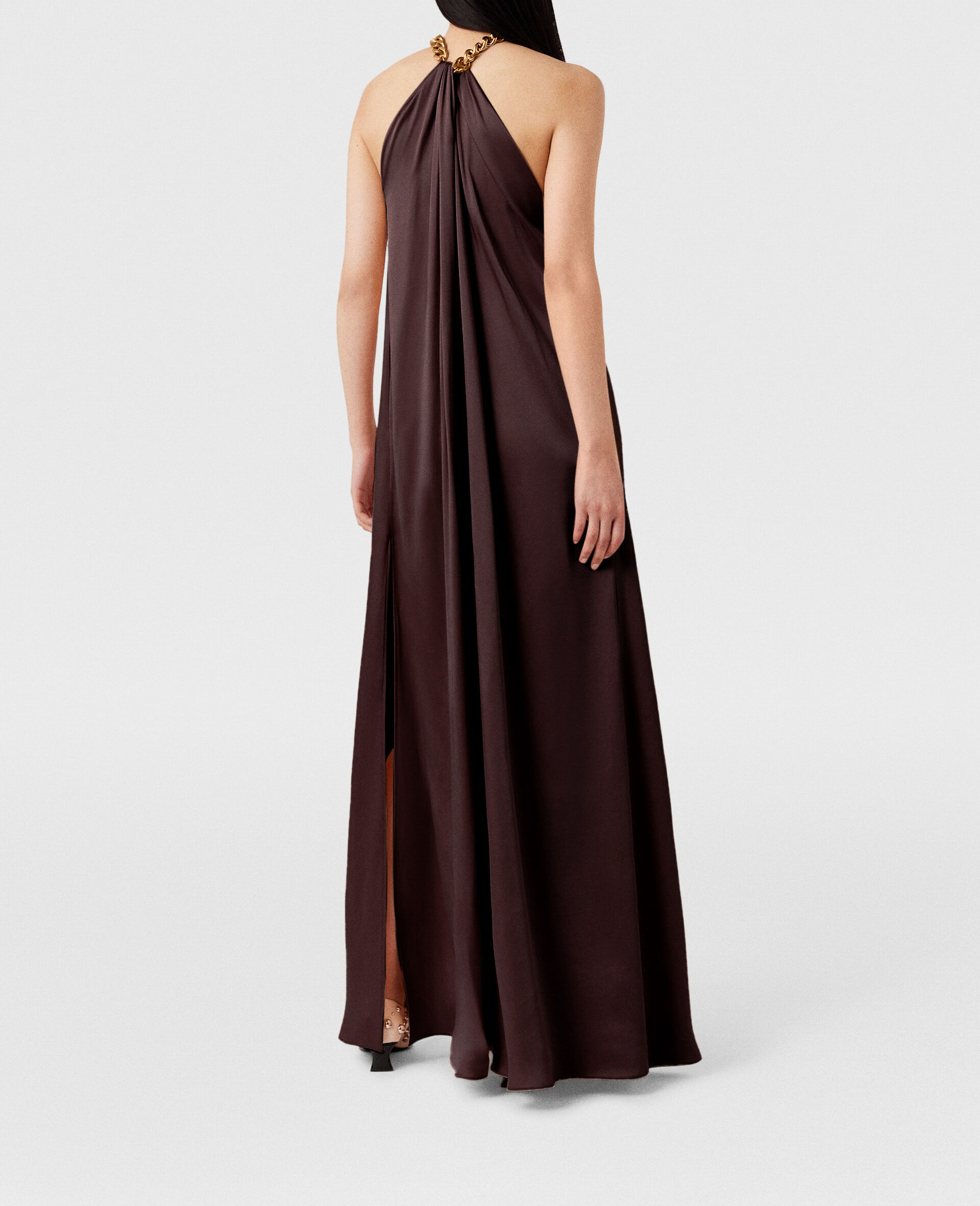 Chain Halterneck Satin Maxi Dress-Pink-large image number 4