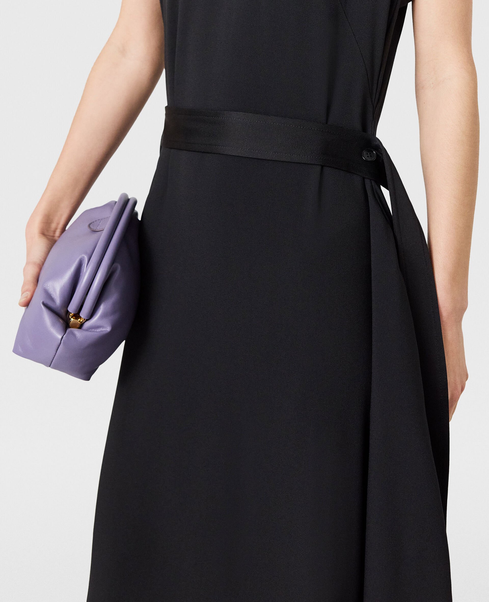 Envers Satin Long Shift Dress-Black-large image number 4