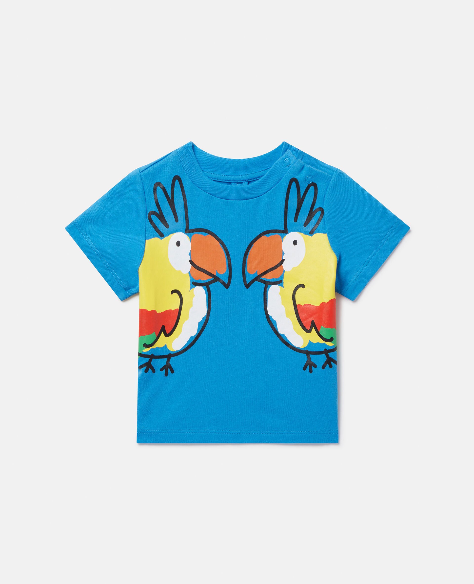 Double Baby Parrot Print T-Shirt-Blue-large Double Baby Parrot Print T-Shirt-Blue-large image number 0