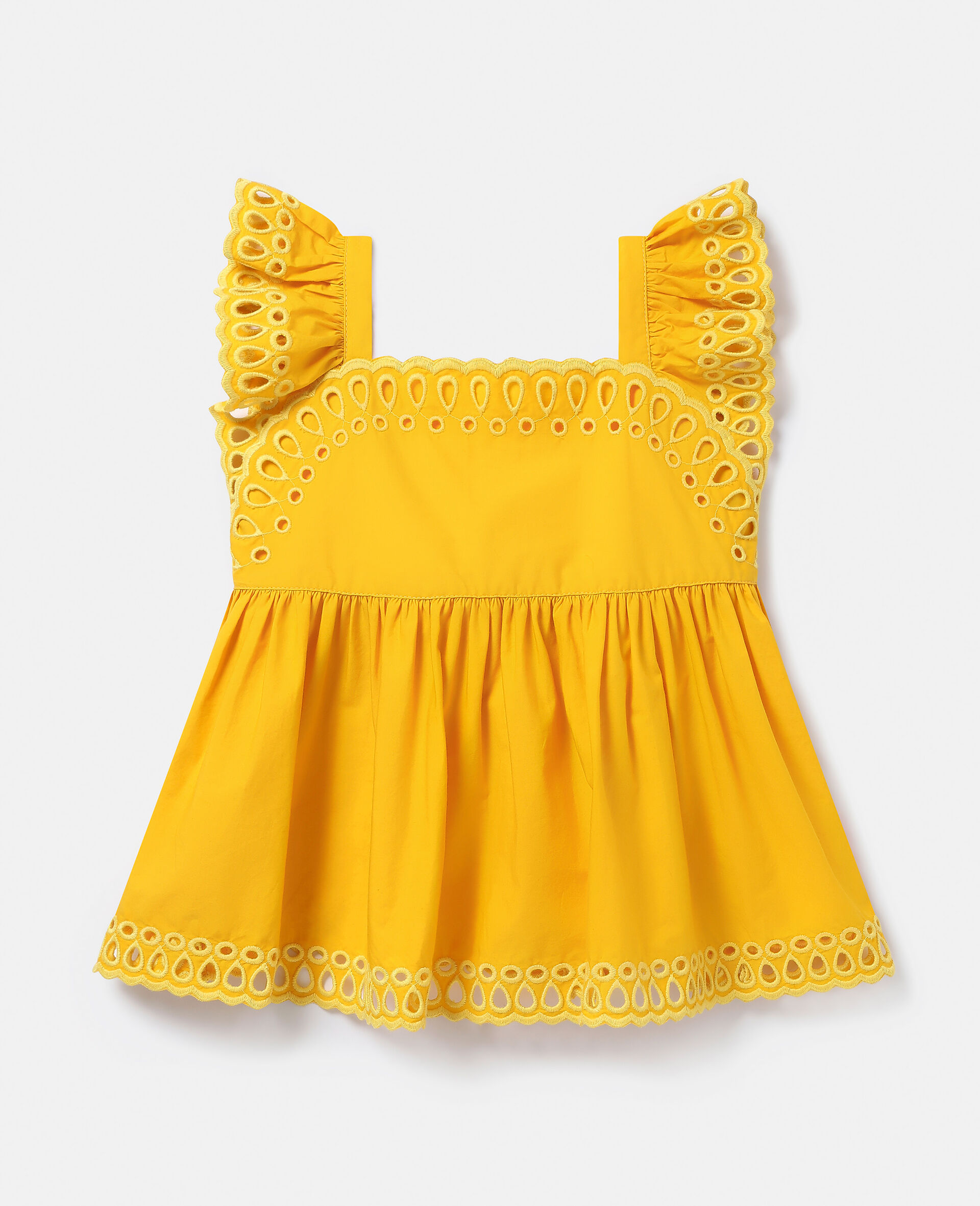 Broderie Anglaise Sleeveless Top-Yellow-large image number 0