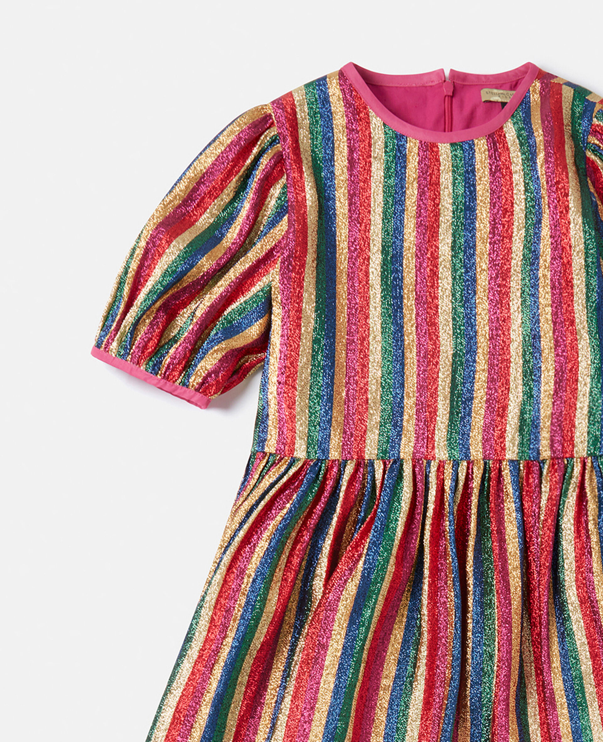 Metallic Rainbow Stripe Dress-Multicolour-large image number 1