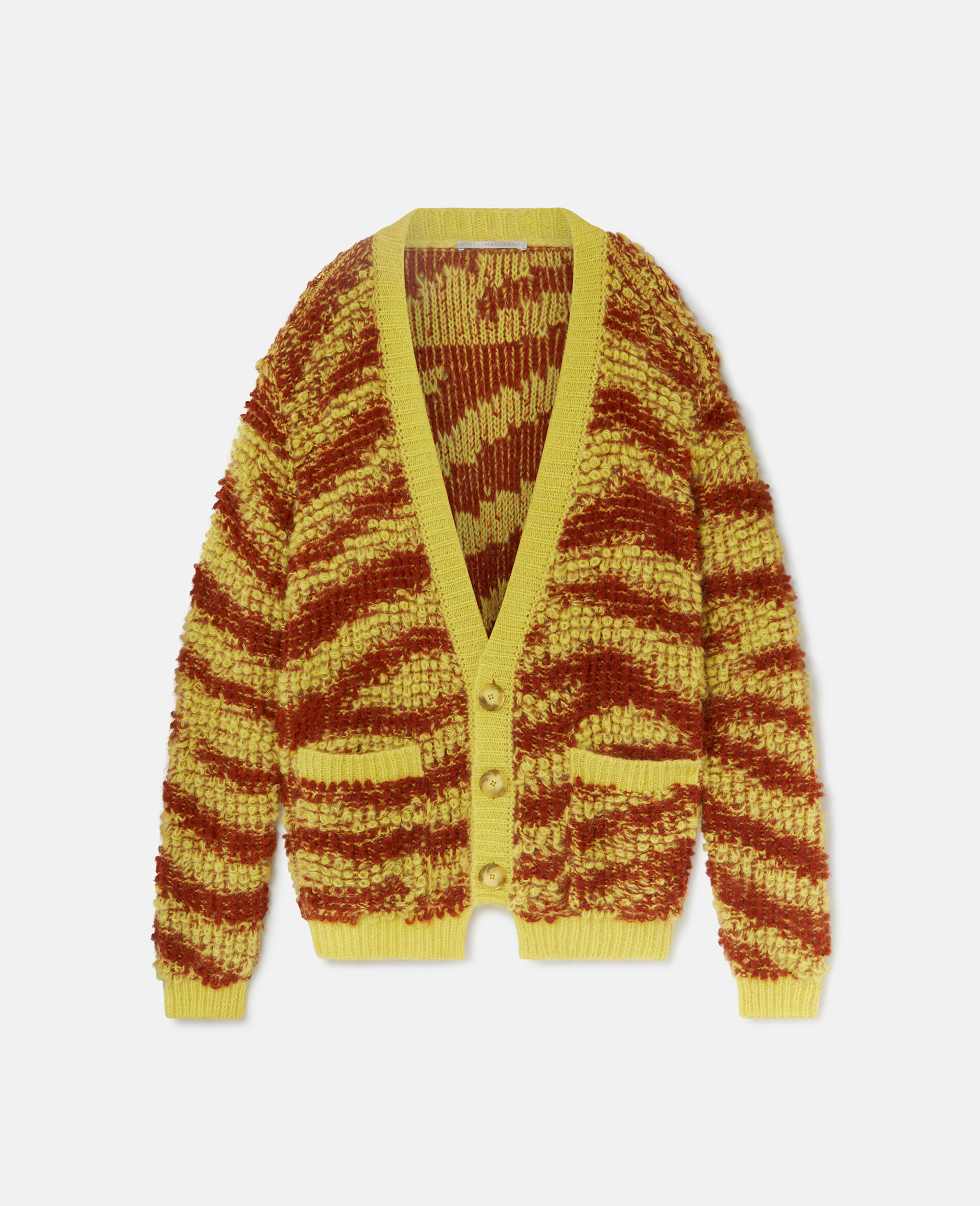 Strickjacke aus Boucle mit Tigerstreifen-Bunt-large image number 0