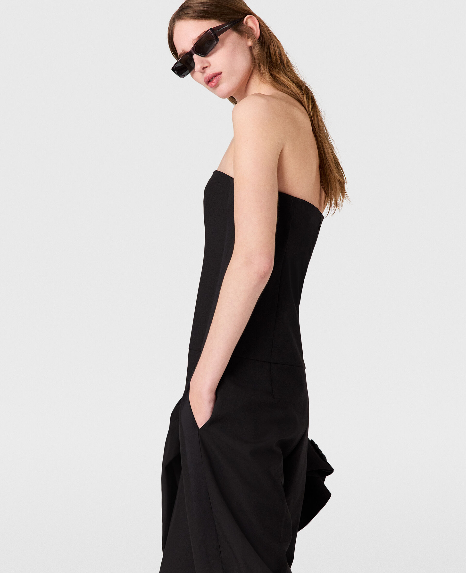 Strapless Tailored Jumpsuit-Black-large image number 2
