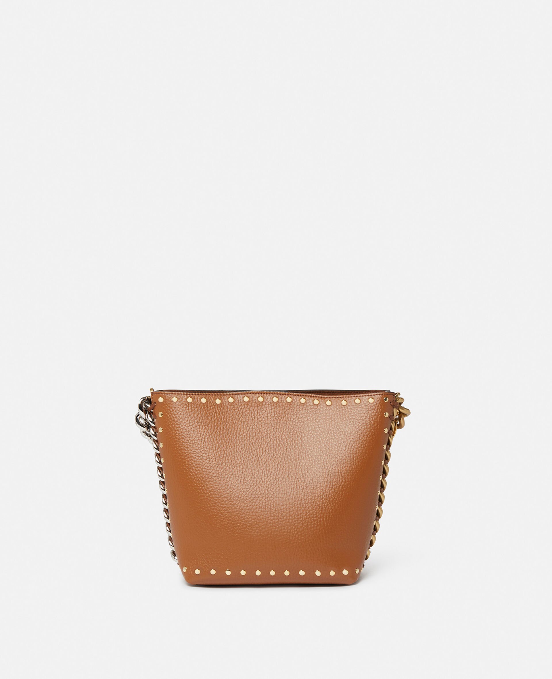 Frayme Studded Grainy Alter Mat Bucket Bag-Brown-large image number 3