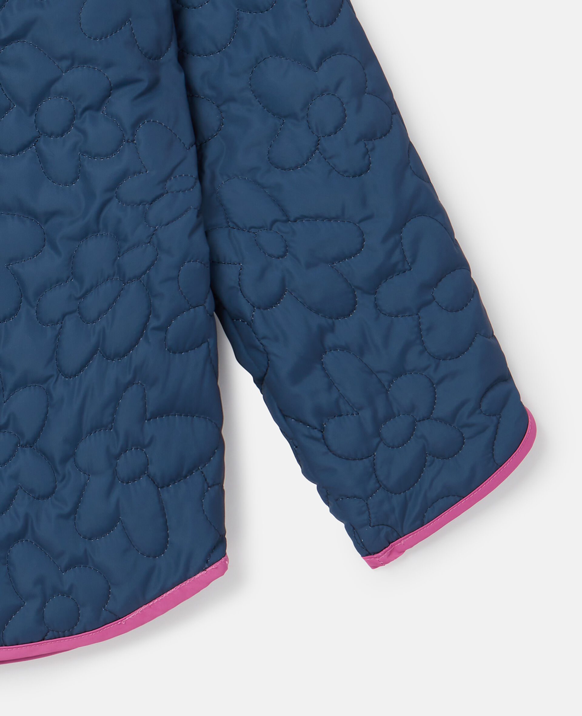 Flower Quilted Jacket-Blue-large image number 3