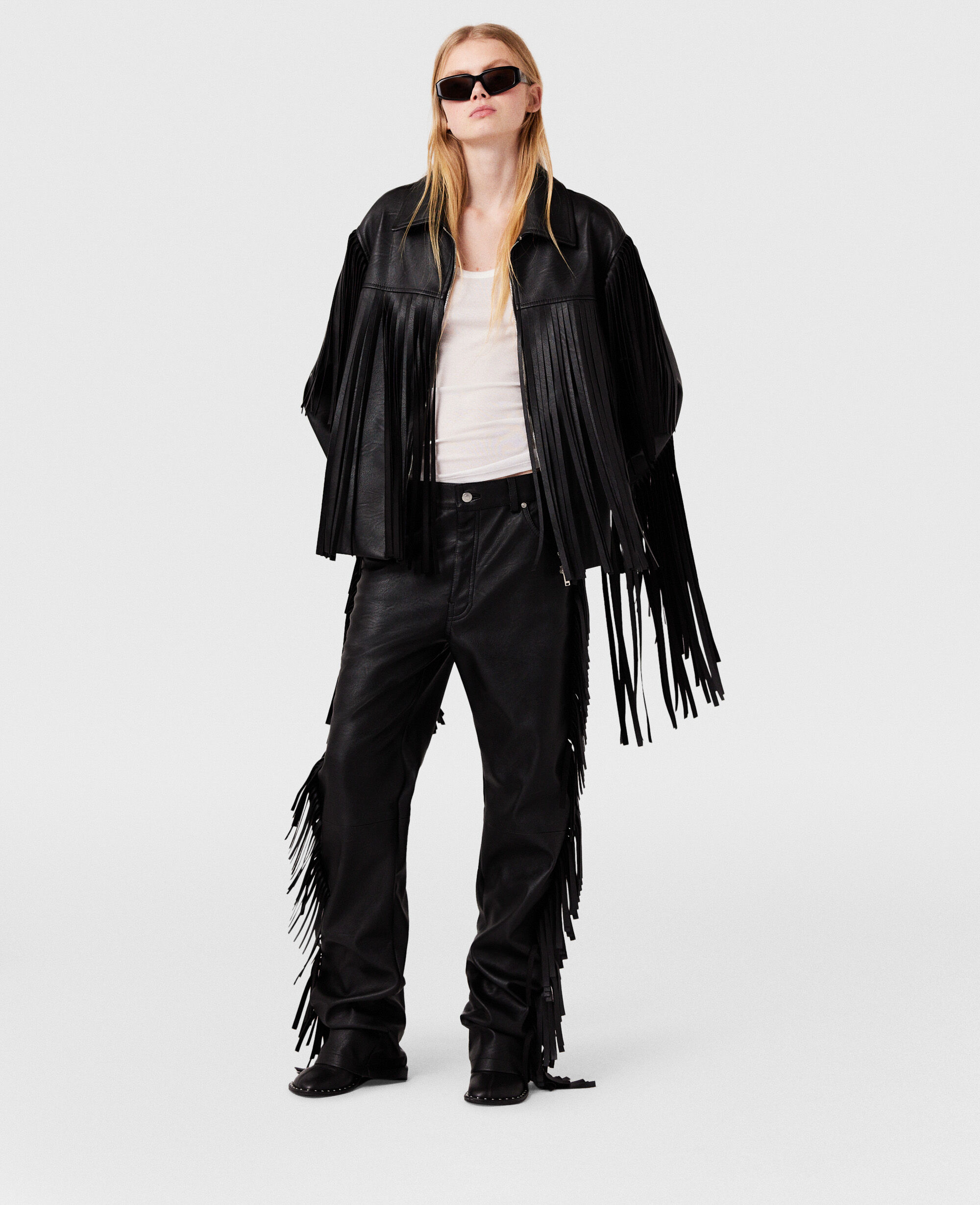 Women Midnight black Fringe Alter Mat Jacket | Stella