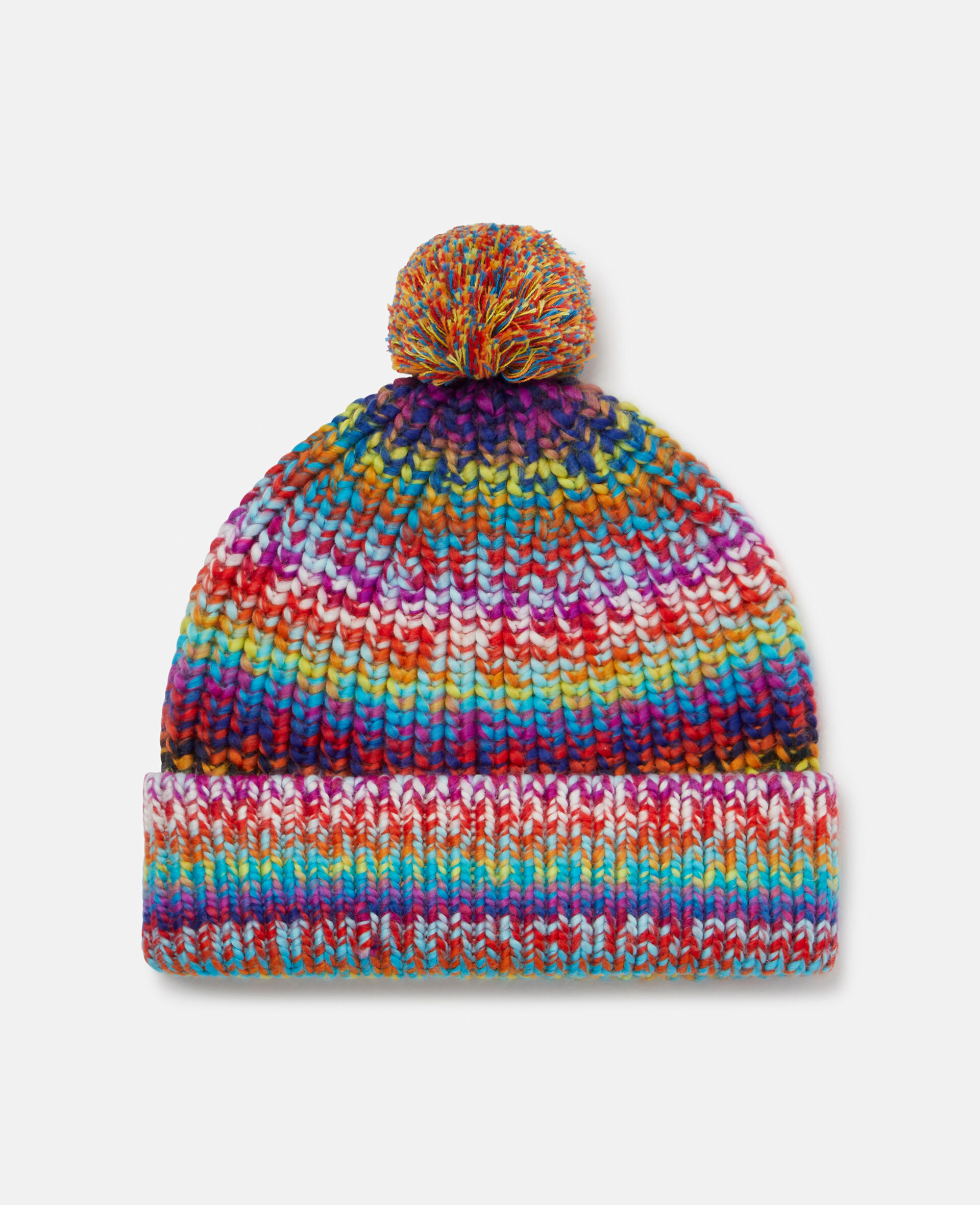 Rainbow Striped Knit Hat-Multicoloured-large image number 0