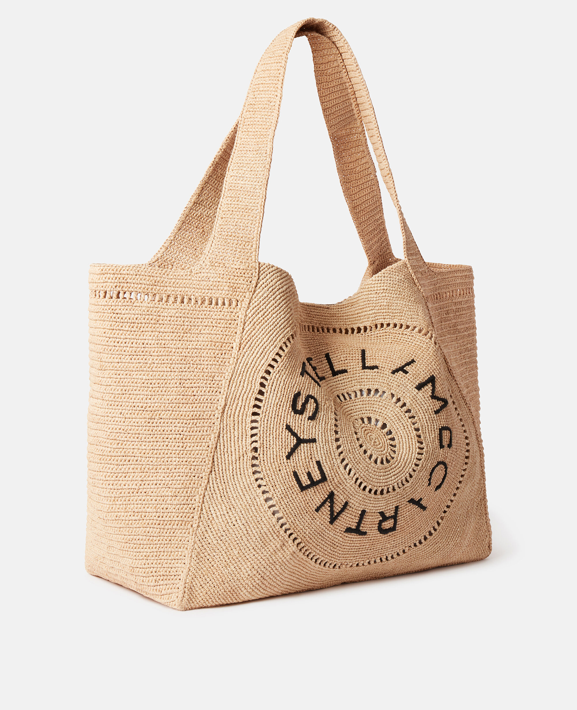 大人気【Stella McCartney】 ラフィア ラージ ロゴ トートバッグ Women NATURAL ロゴ ラフィア ラージ トートバッグ | Stella
