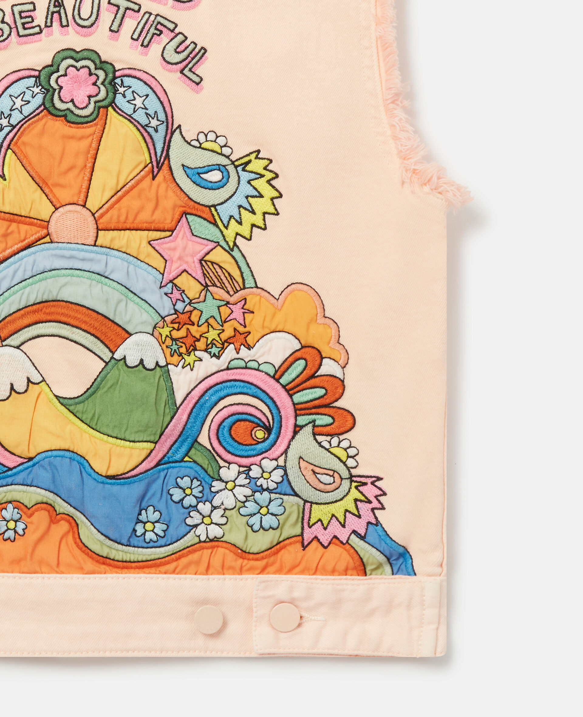 'Love to Dream' Embroidered Gilet-Pink-large image number 3