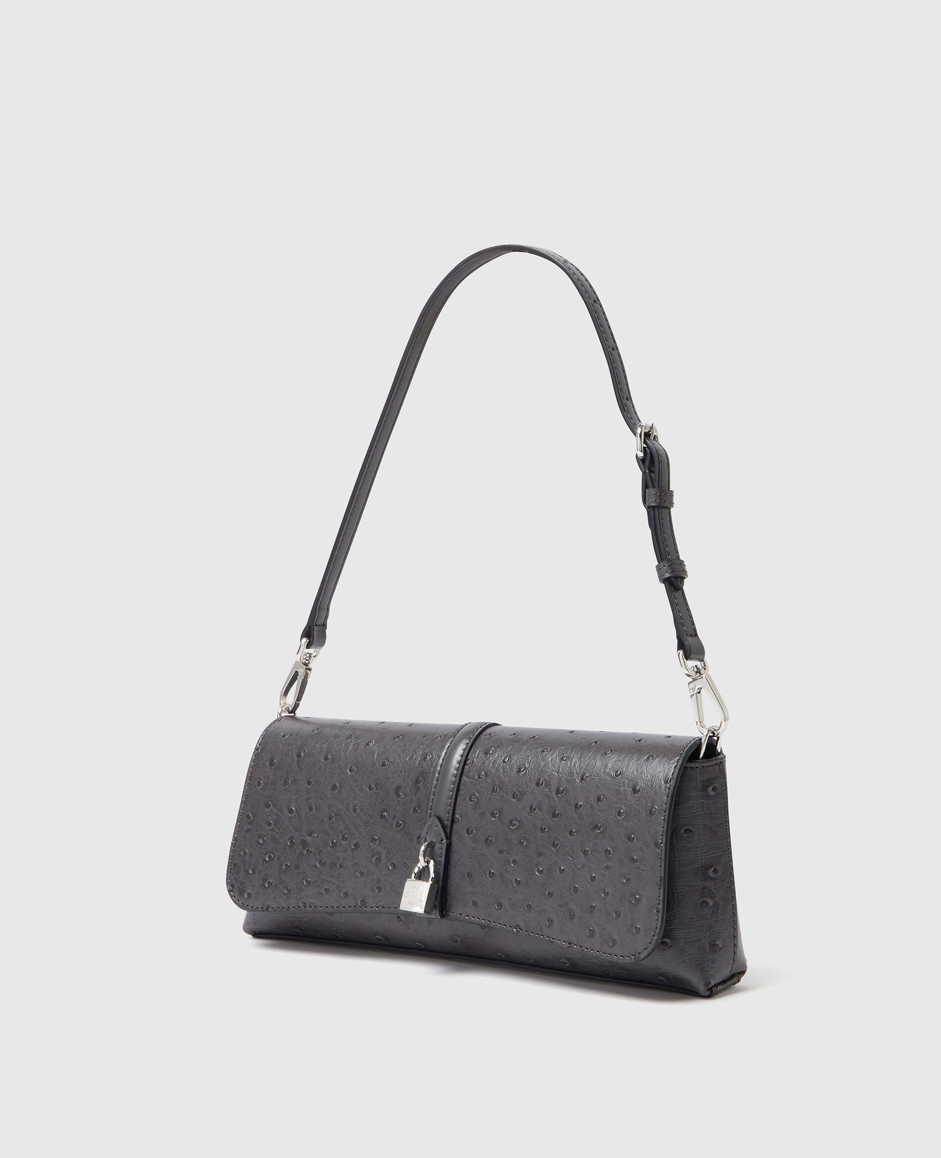 Ryder Ostrich Pochette Shoulder Bag-Grey-medium