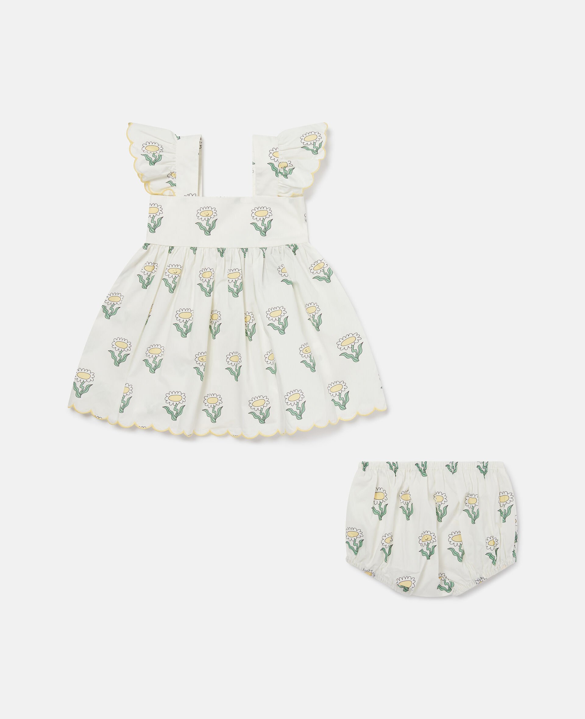 Daisies Sleeveless Dress and Bloomers Set-Cream-large image number 0