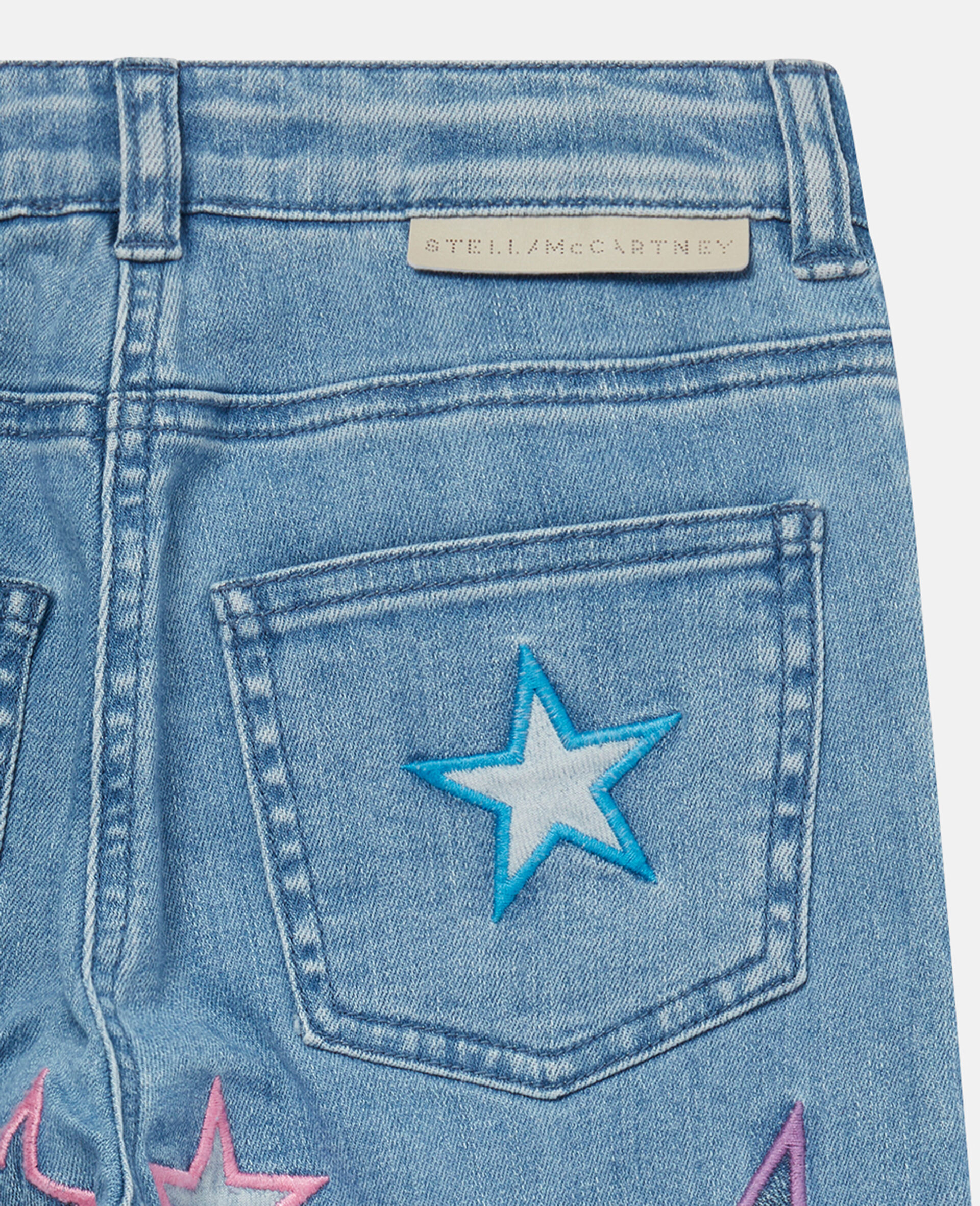 Embroidered Star Denim Trousers-Blue-large image number 3