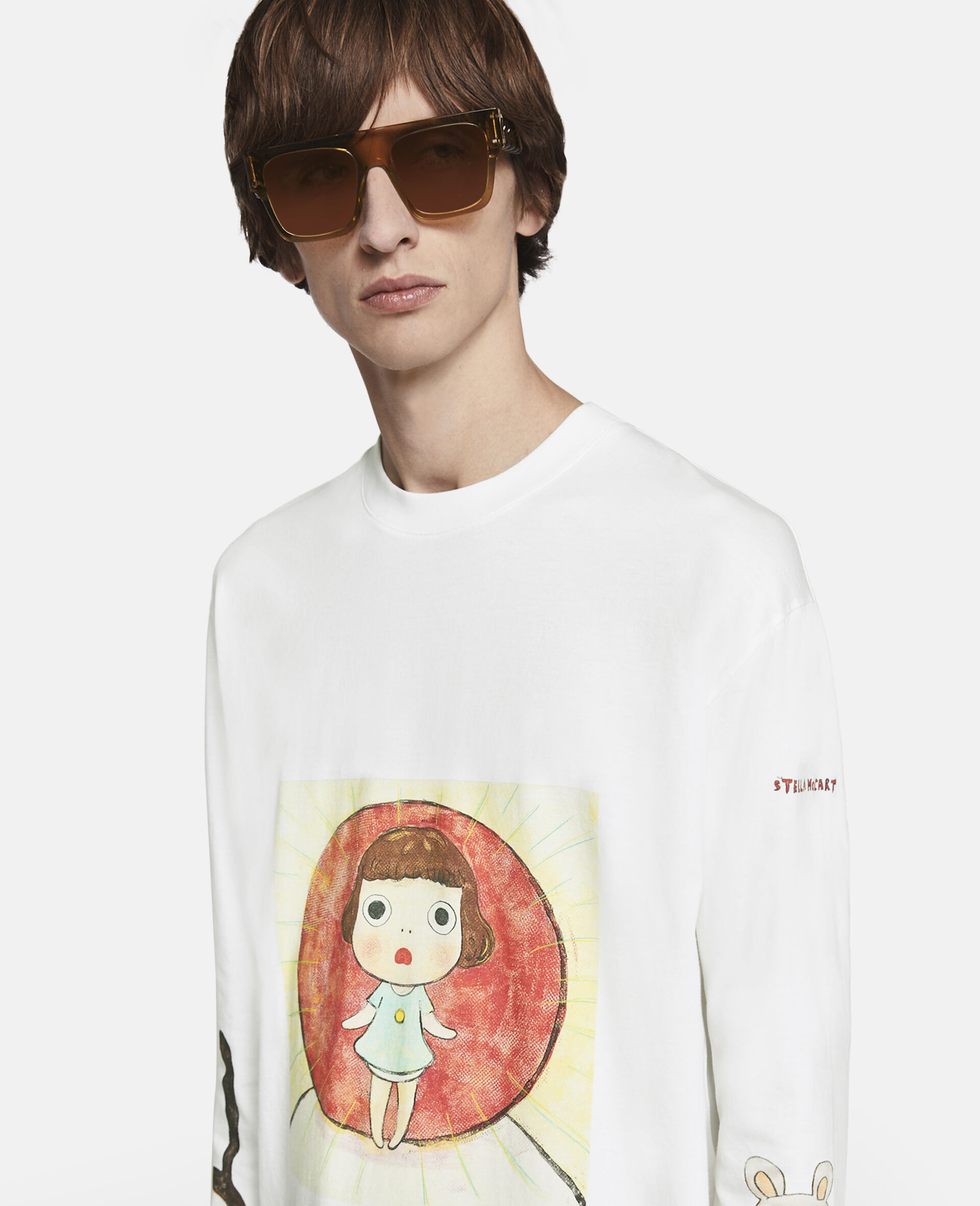 Lonesome Puppy Print T-Shirt-White-large image number 4