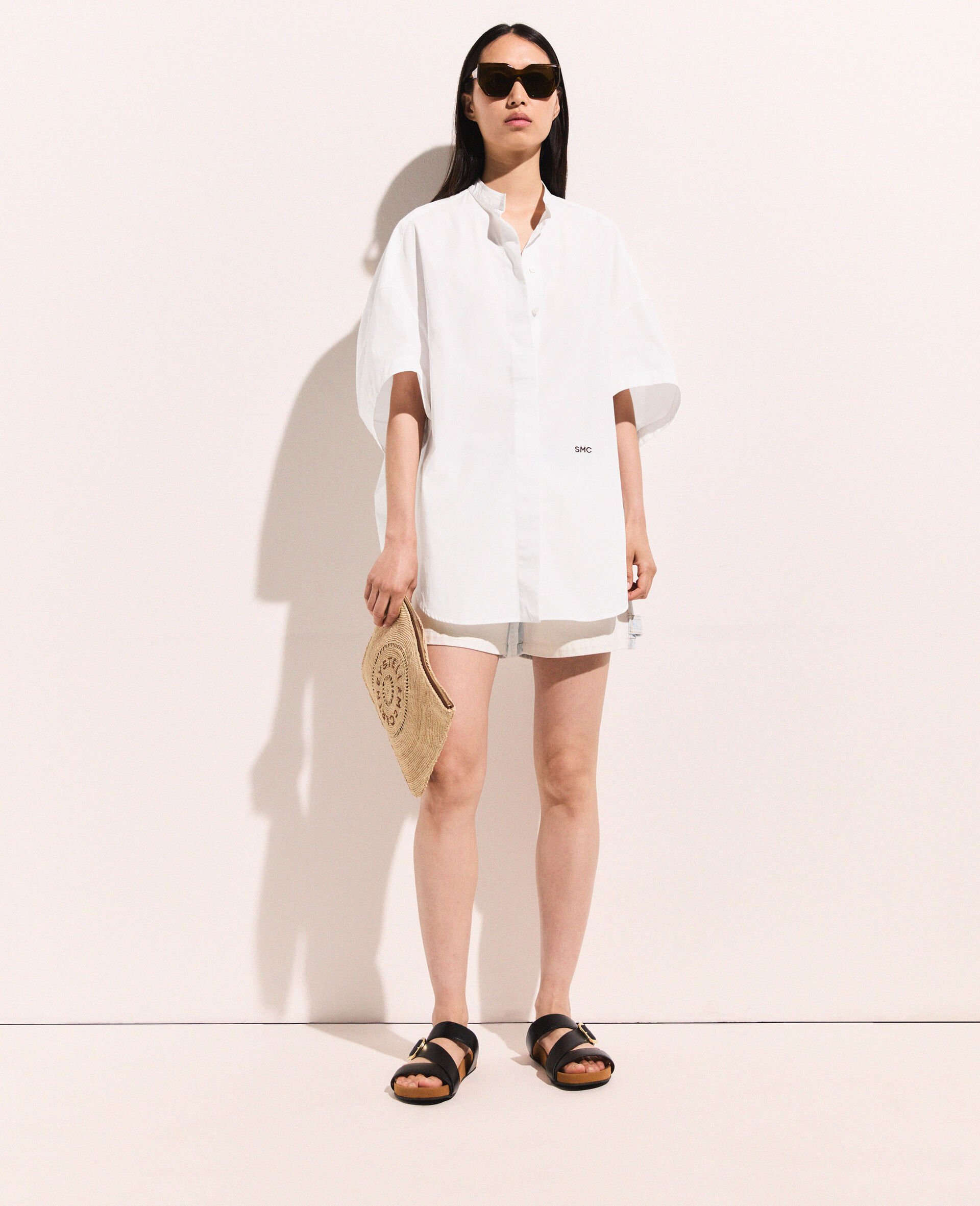 Short Sleeve Panelled Shirt-White-large Short Sleeve Panelled Shirt-White-large image number 5