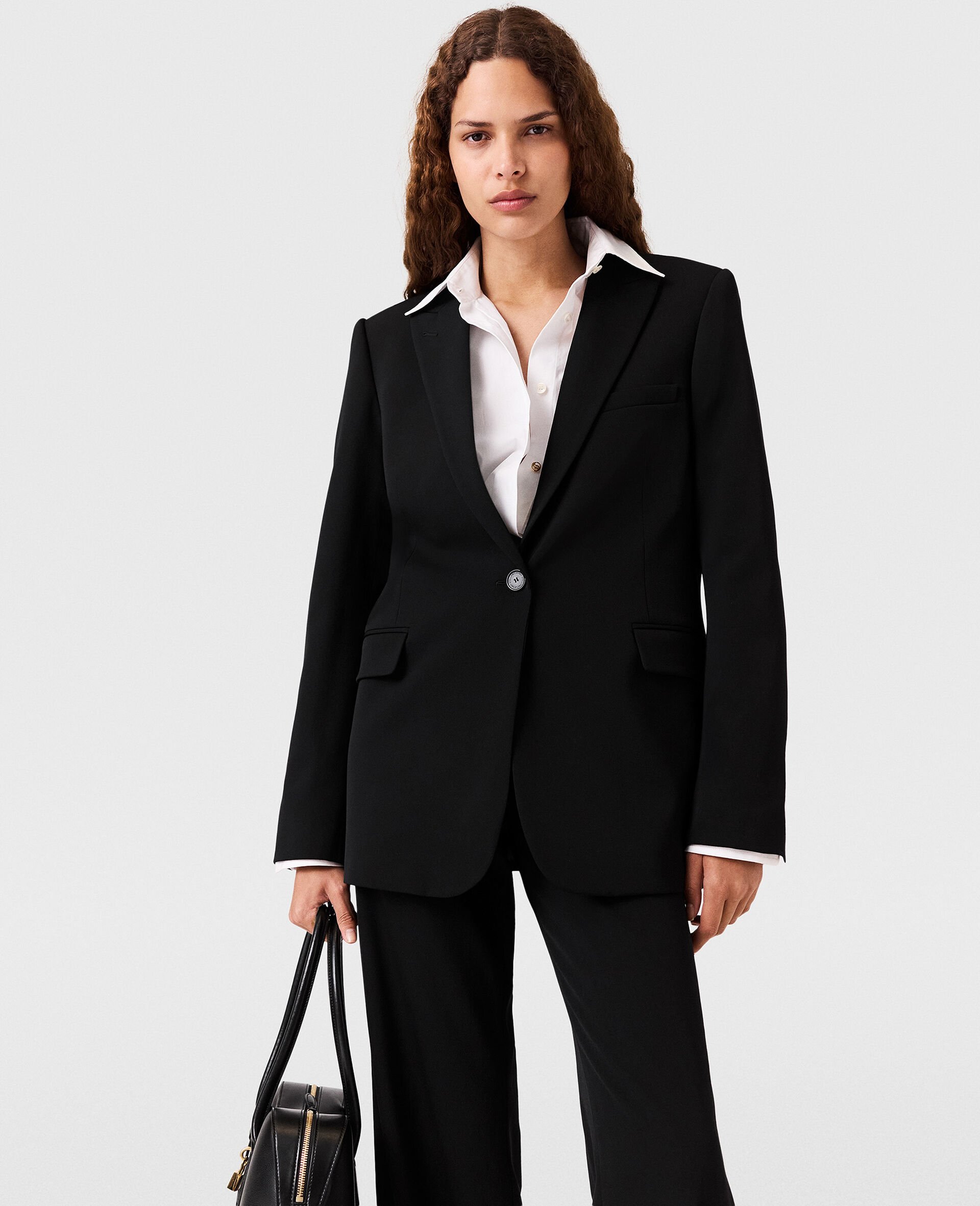 Single-Breasted Blazer-Black-model