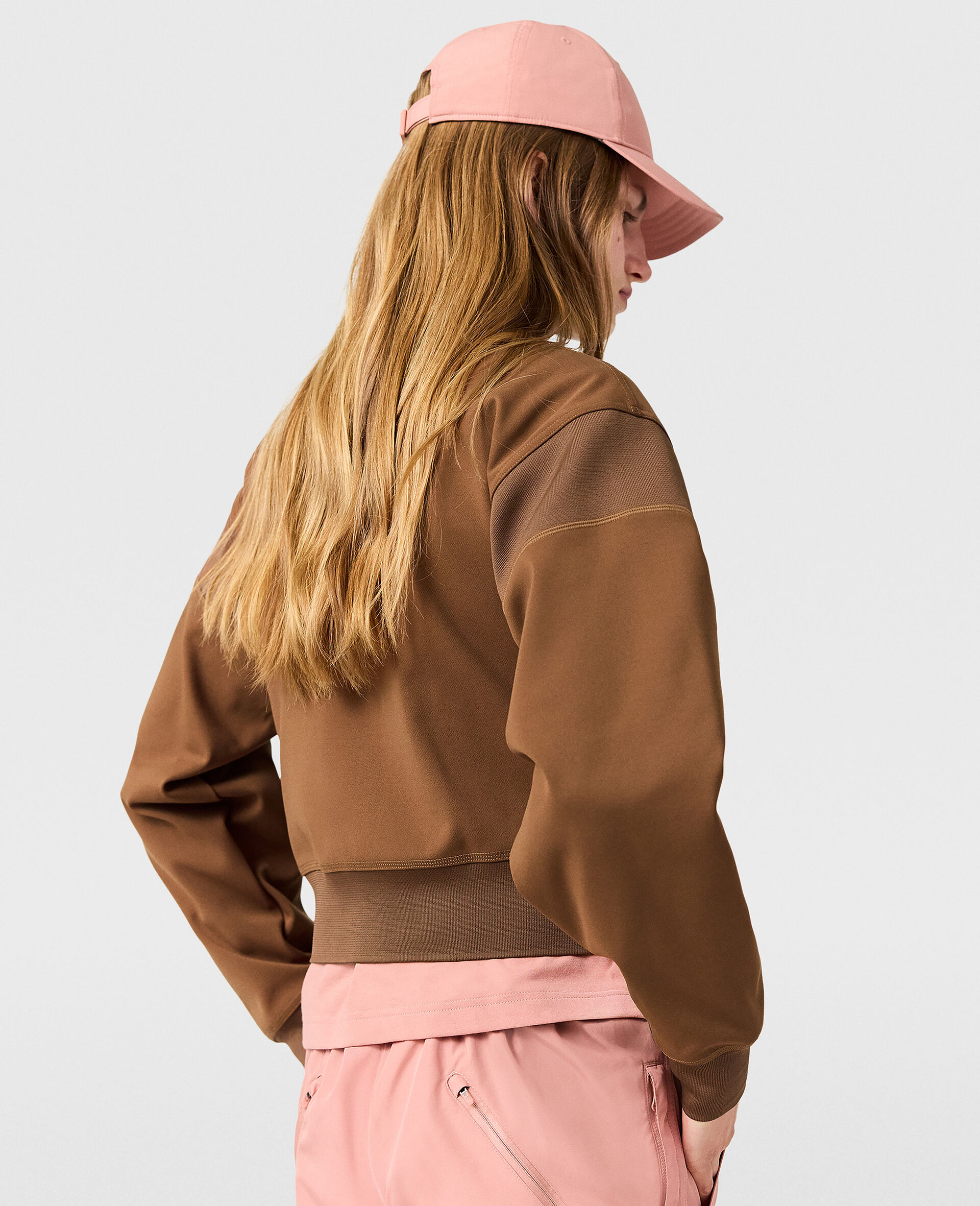 Sweatshirt mit Logo, Trichterkragen und durchgehendem Rei&szlig;verschluss-Brown-large image number 3